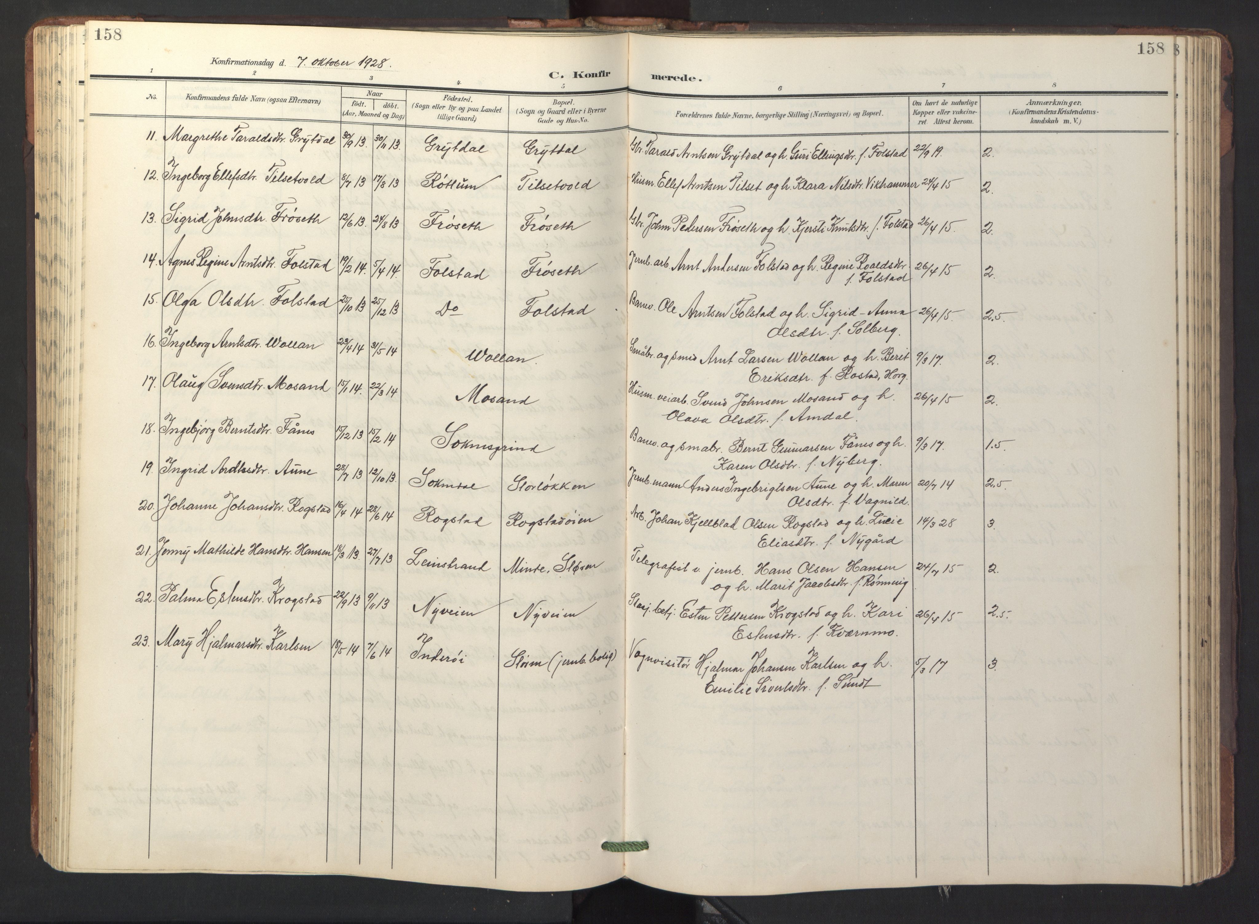 Ministerialprotokoller, klokkerbøker og fødselsregistre - Sør-Trøndelag, SAT/A-1456/687/L1019: Parish register (copy) no. 687C03, 1904-1931, p. 158