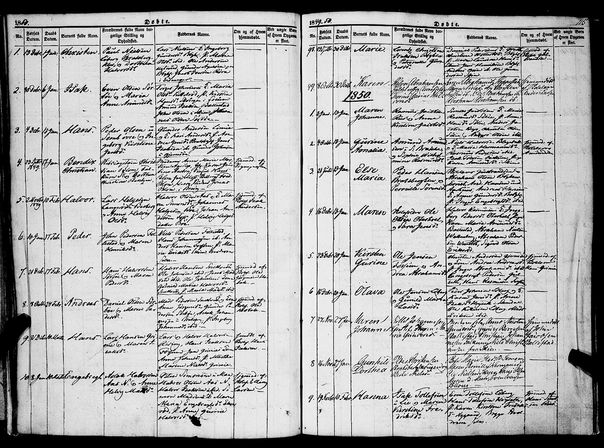 Gjerpen kirkebøker, SAKO/A-265/F/Fa/L0007a: Parish register (official) no. I 7A, 1834-1857, p. 115