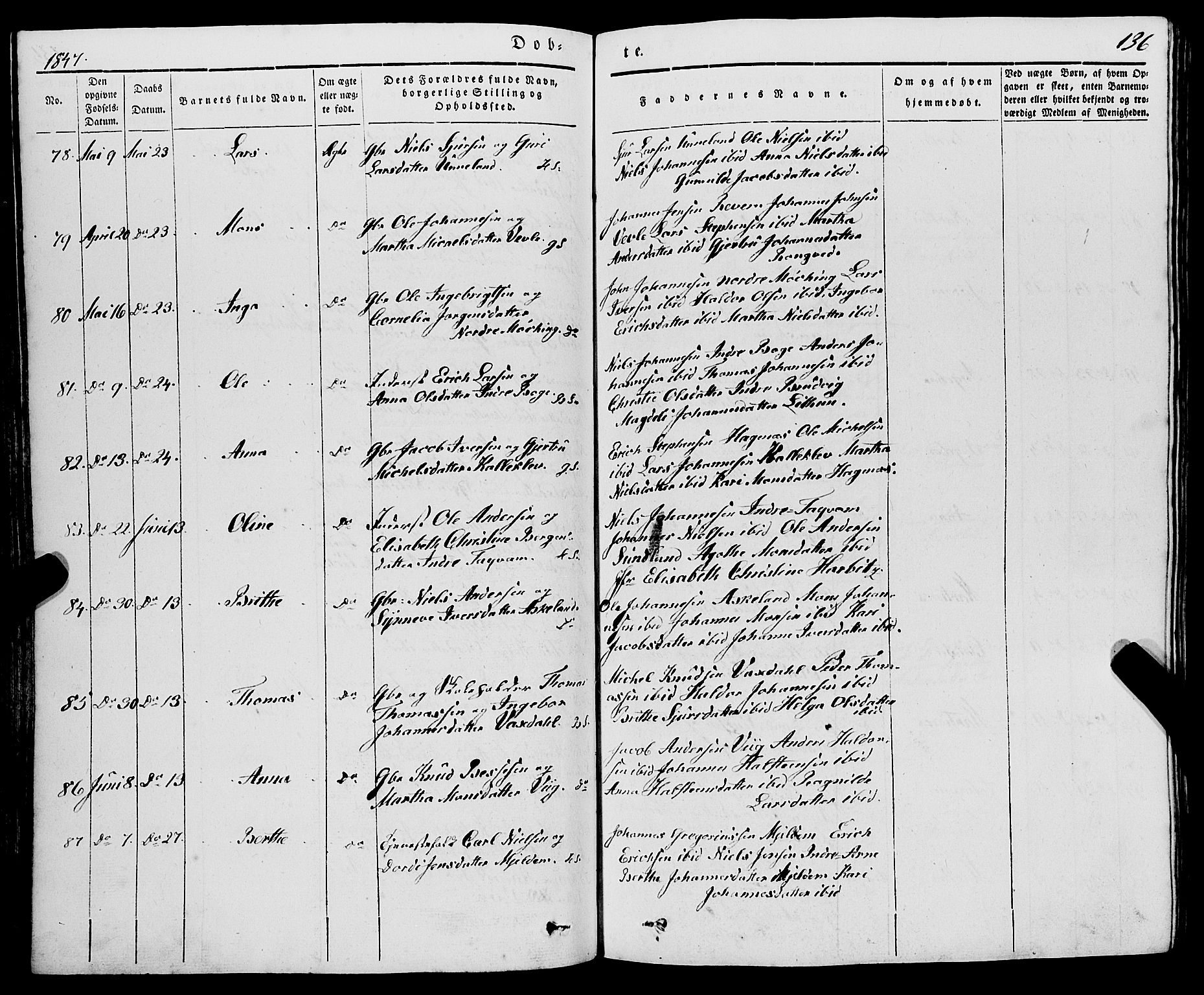 Haus sokneprestembete, AV/SAB-A-75601/H/Haa: Parish register (official) no. A 15, 1838-1847, p. 136