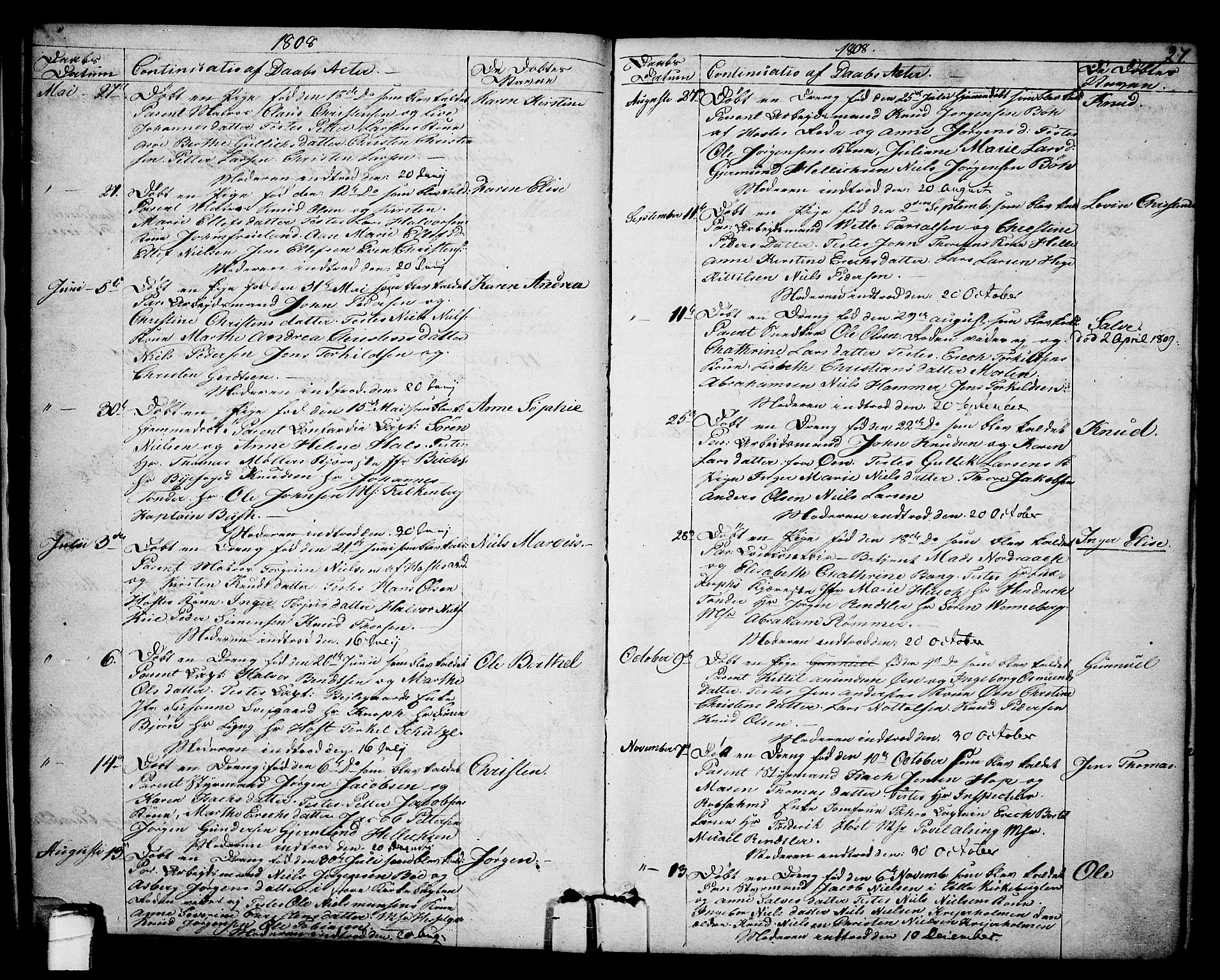 Kragerø kirkebøker, AV/SAKO-A-278/F/Fa/L0003: Parish register (official) no. 3, 1802-1813, p. 27