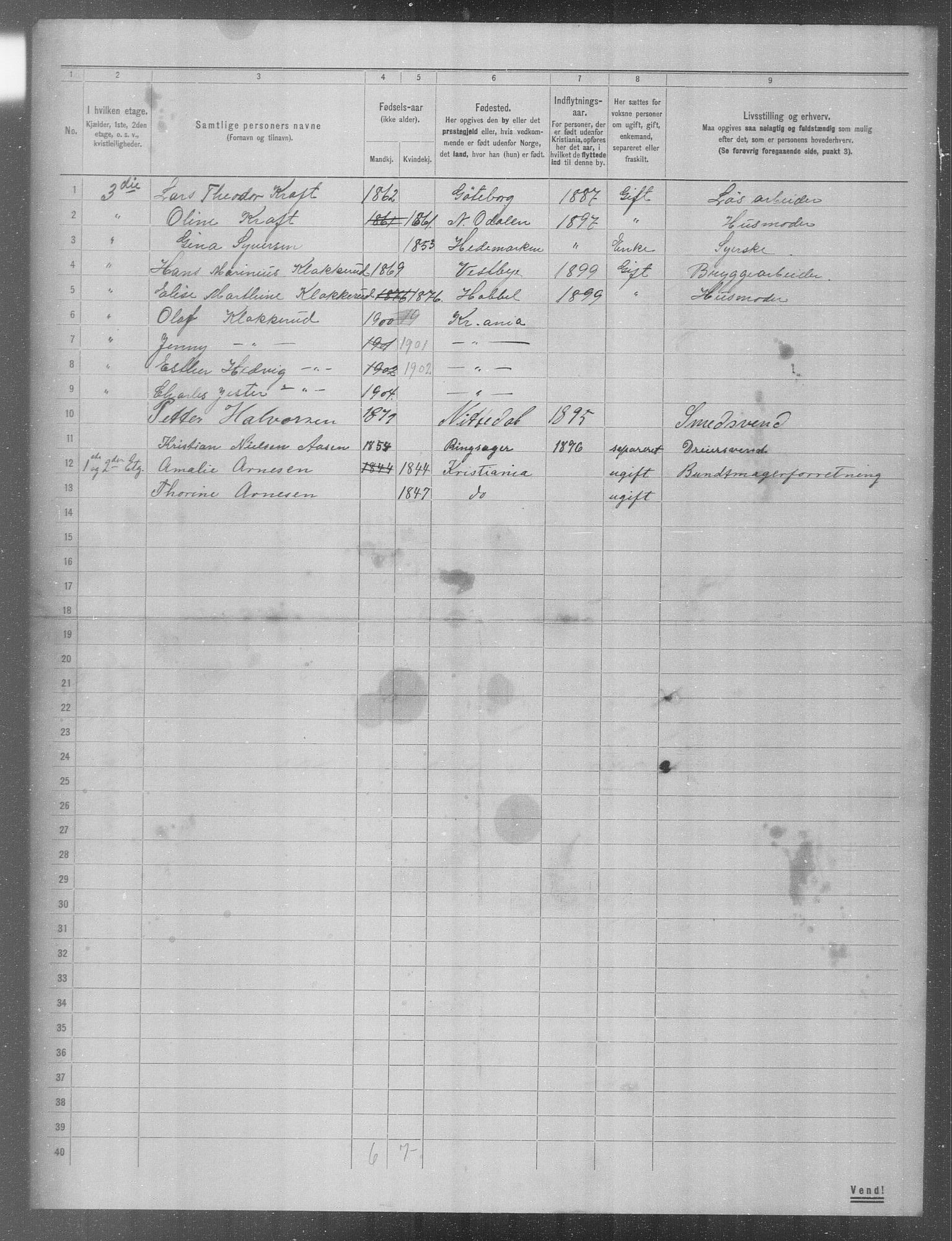 OBA, Municipal Census 1904 for Kristiania, 1904, p. 3552