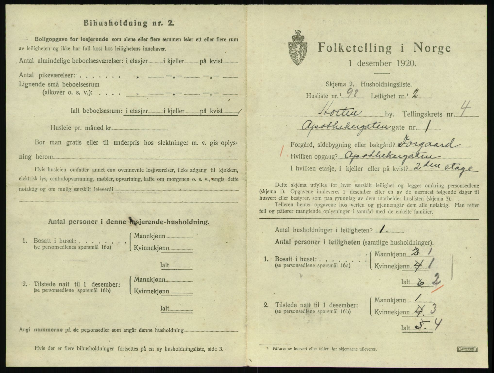 SAKO, 1920 census for Horten, 1920, p. 5287