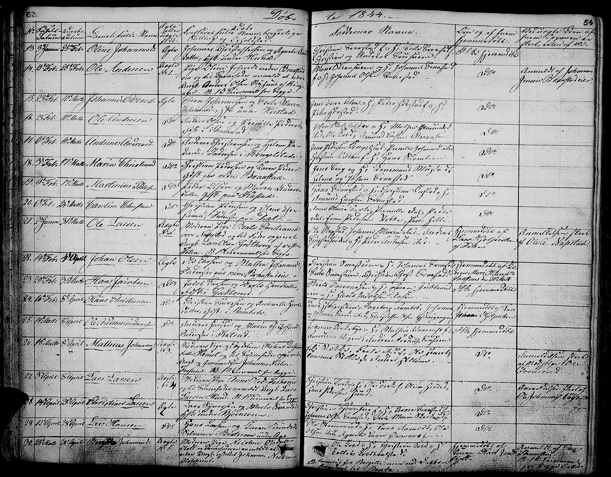 Vardal prestekontor, SAH/PREST-100/H/Ha/Hab/L0004: Parish register (copy) no. 4, 1831-1853, p. 54
