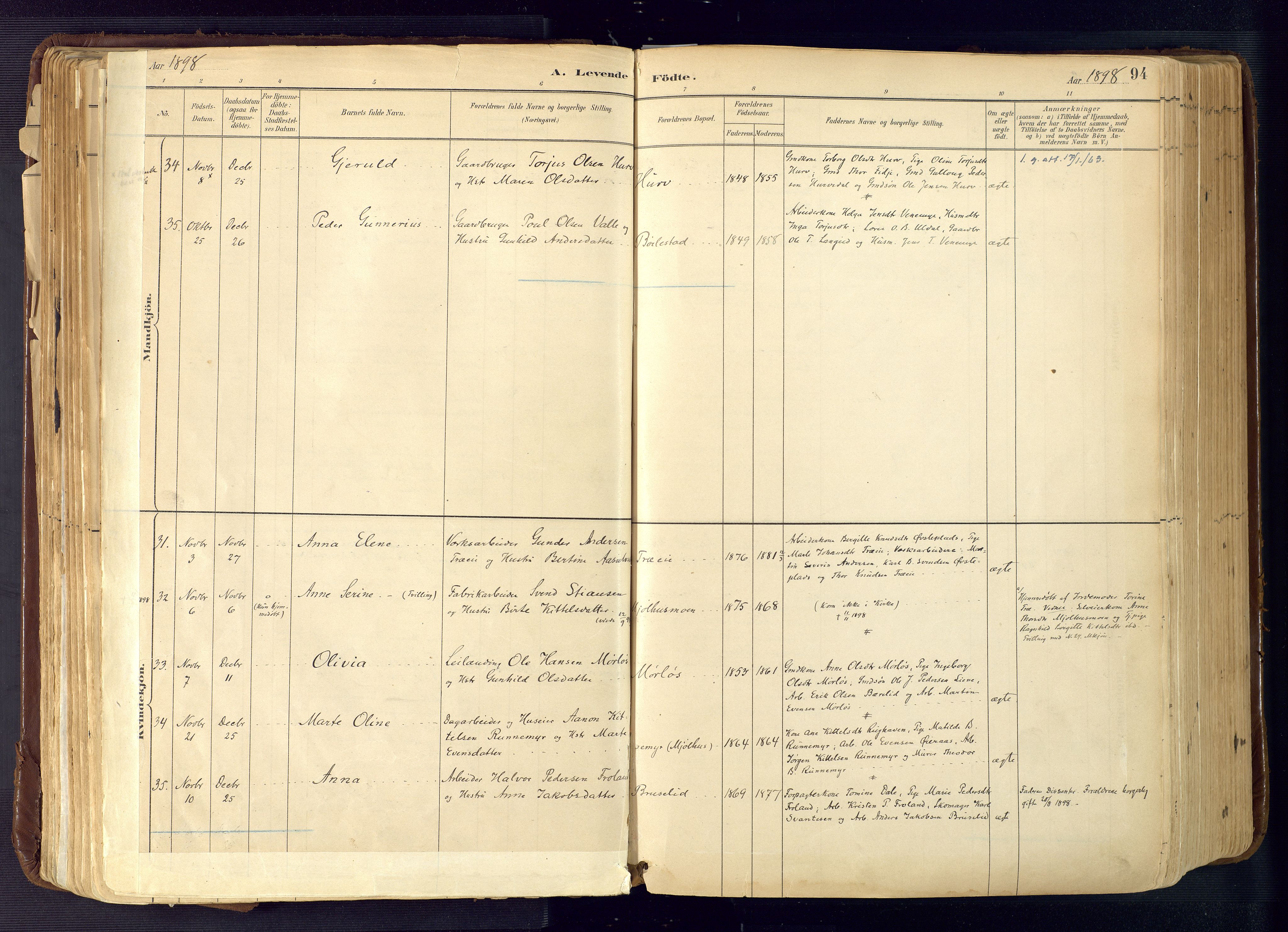 Froland sokneprestkontor, SAK/1111-0013/F/Fa/L0005: Parish register (official) no. A 5, 1882-1921, p. 94