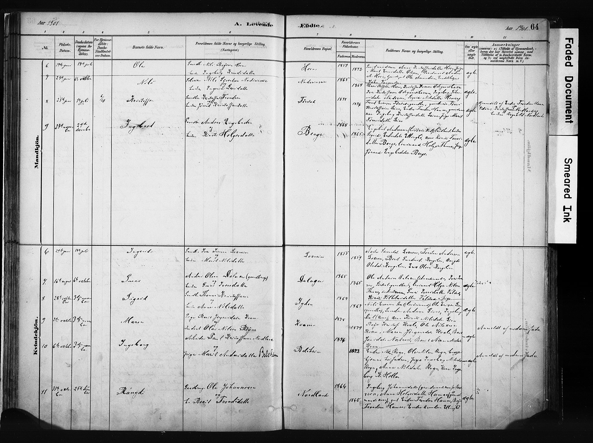 Vang prestekontor, Valdres, AV/SAH-PREST-140/H/Ha/L0008: Parish register (official) no. 8, 1882-1910, p. 64