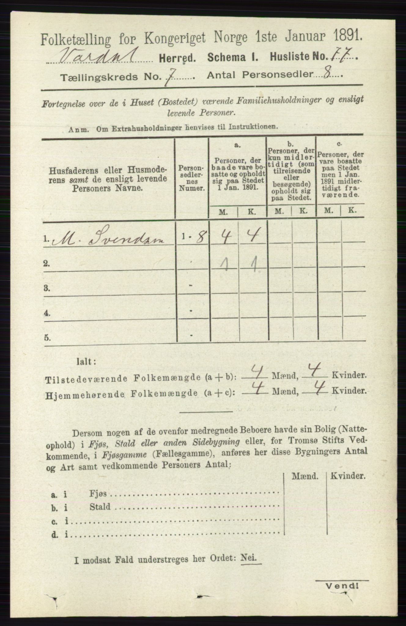 RA, 1891 census for 0527 Vardal, 1891, p. 2959