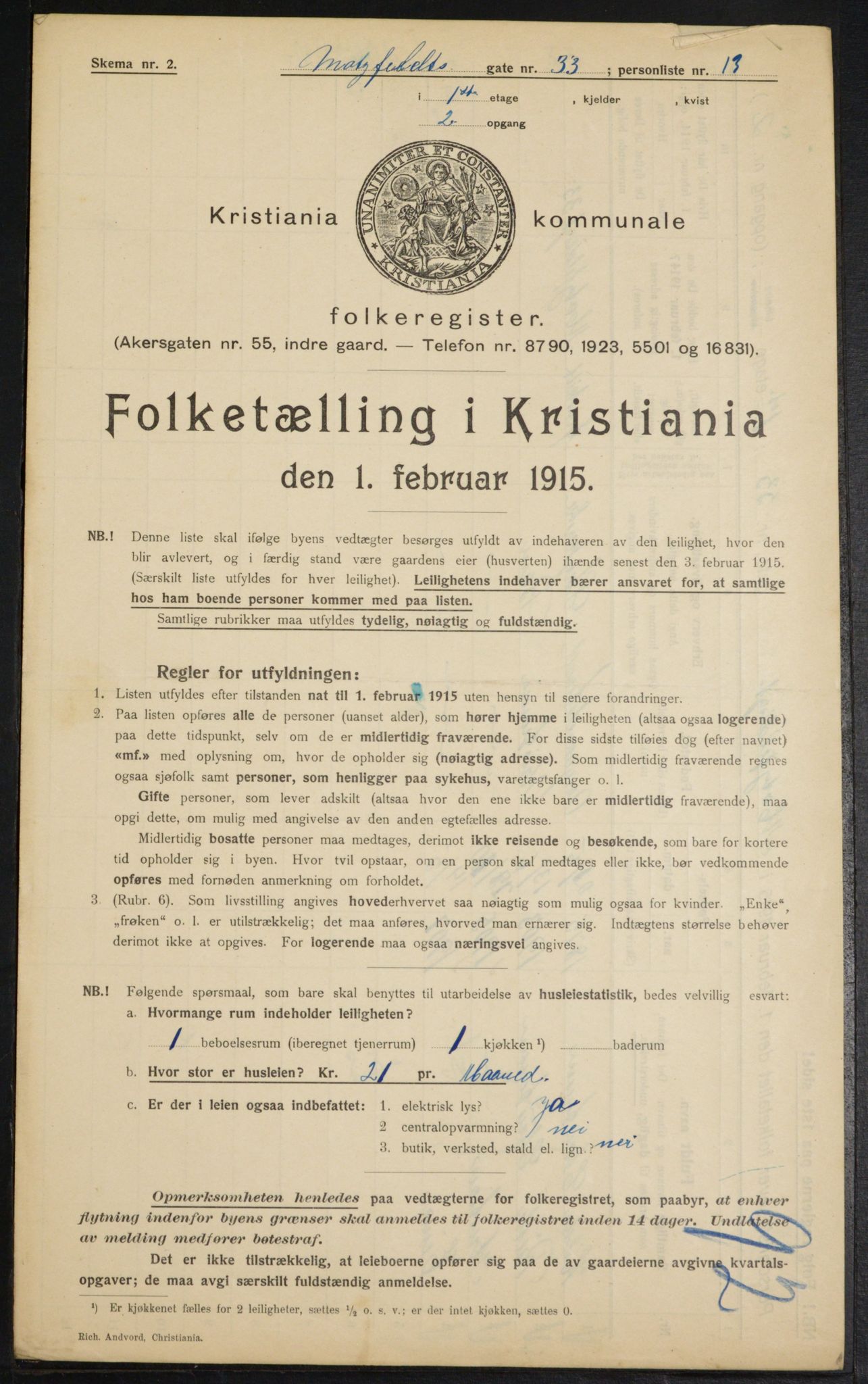 OBA, Municipal Census 1915 for Kristiania, 1915, p. 66059