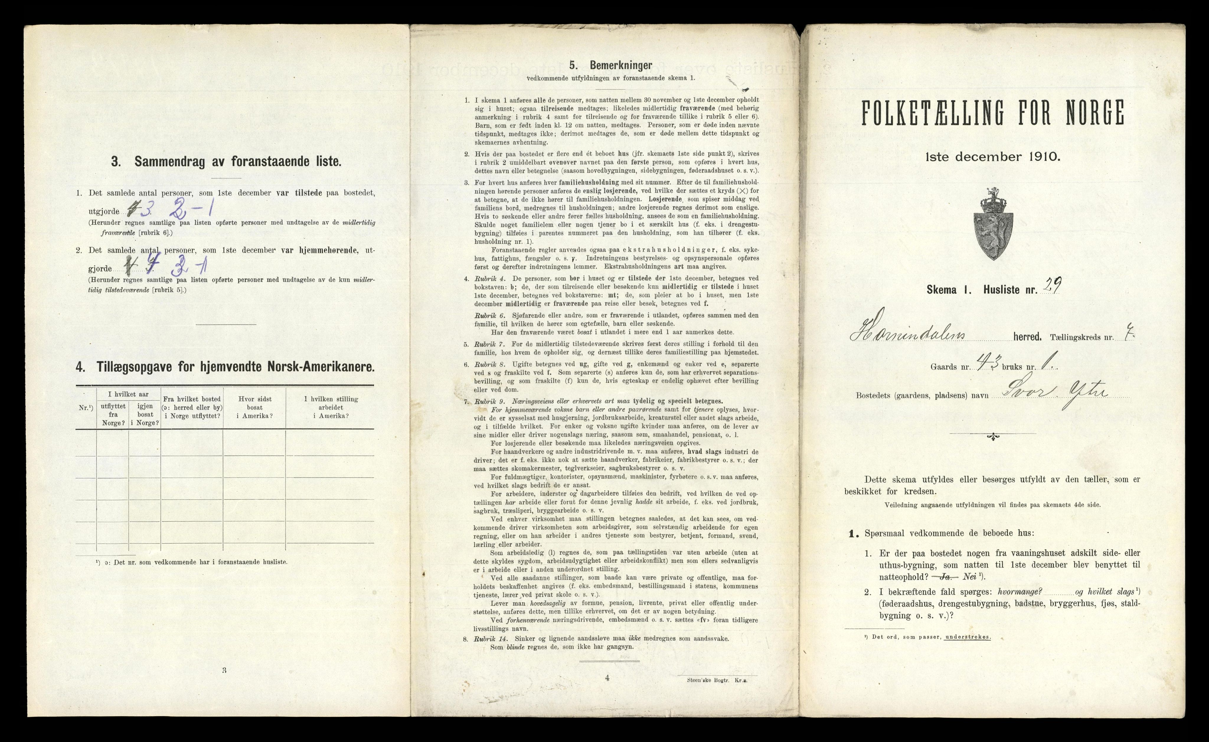 RA, 1910 census for Hornindal, 1910, p. 474