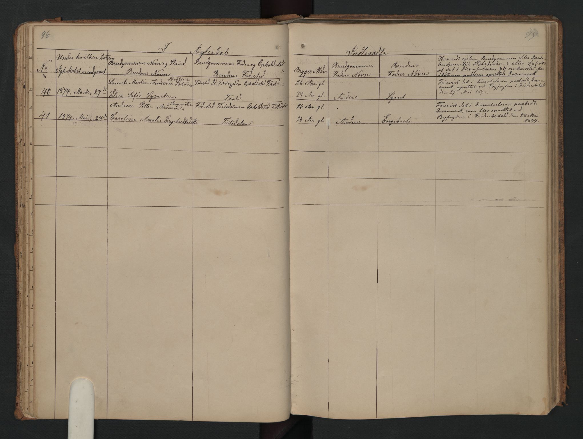 Halden metodistkirke - menighetsprotokoller, SAO/PAO-0266/F/L0001: Dissenter register no. 1, 1845-1874, p. 96-97