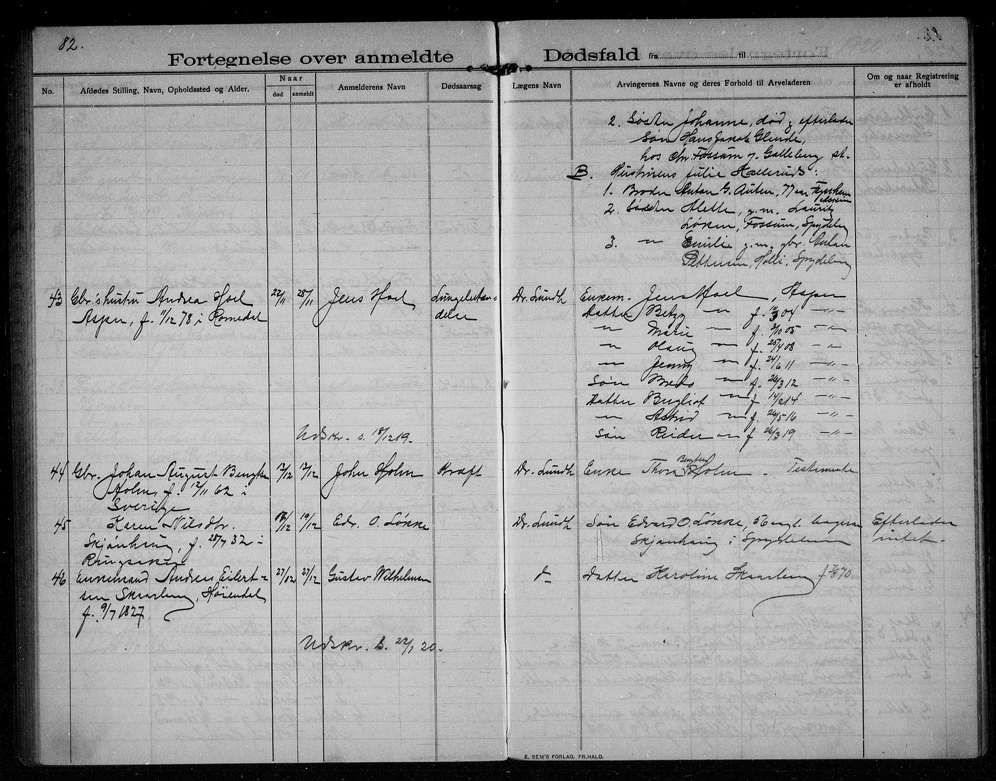 Spydeberg lensmannsarkiv, AV/SAO-A-10635/H/Ha/L0003: Dødsfallsprotokoll, 1908-1922, p. 82