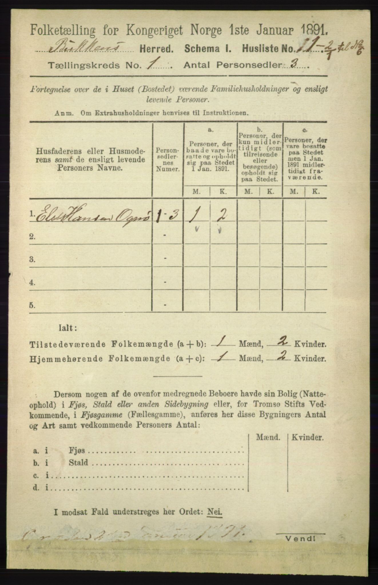 RA, 1891 census for 1145 Bokn, 1891, p. 15