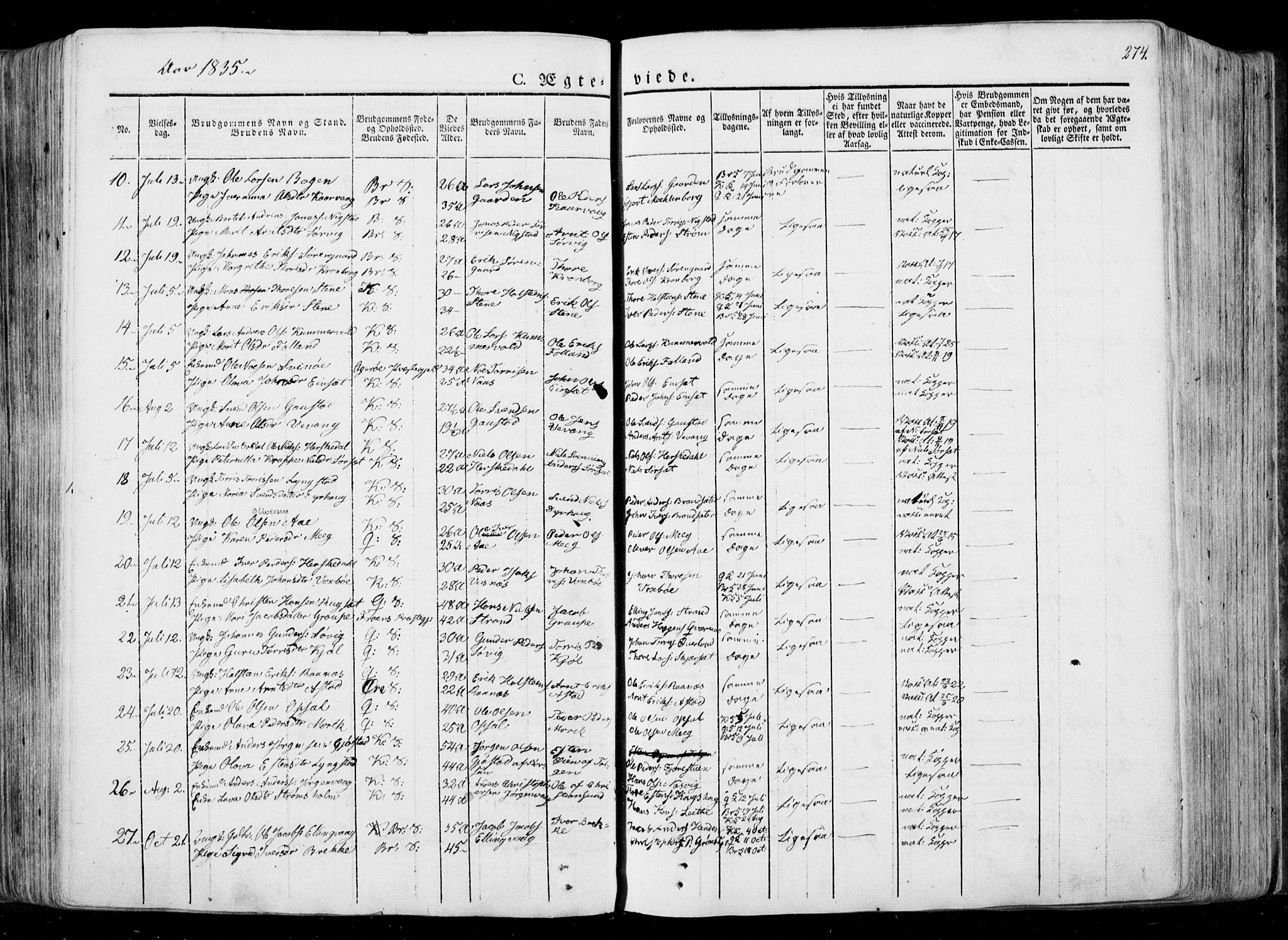 Ministerialprotokoller, klokkerbøker og fødselsregistre - Møre og Romsdal, SAT/A-1454/568/L0803: Parish register (official) no. 568A10, 1830-1853, p. 274