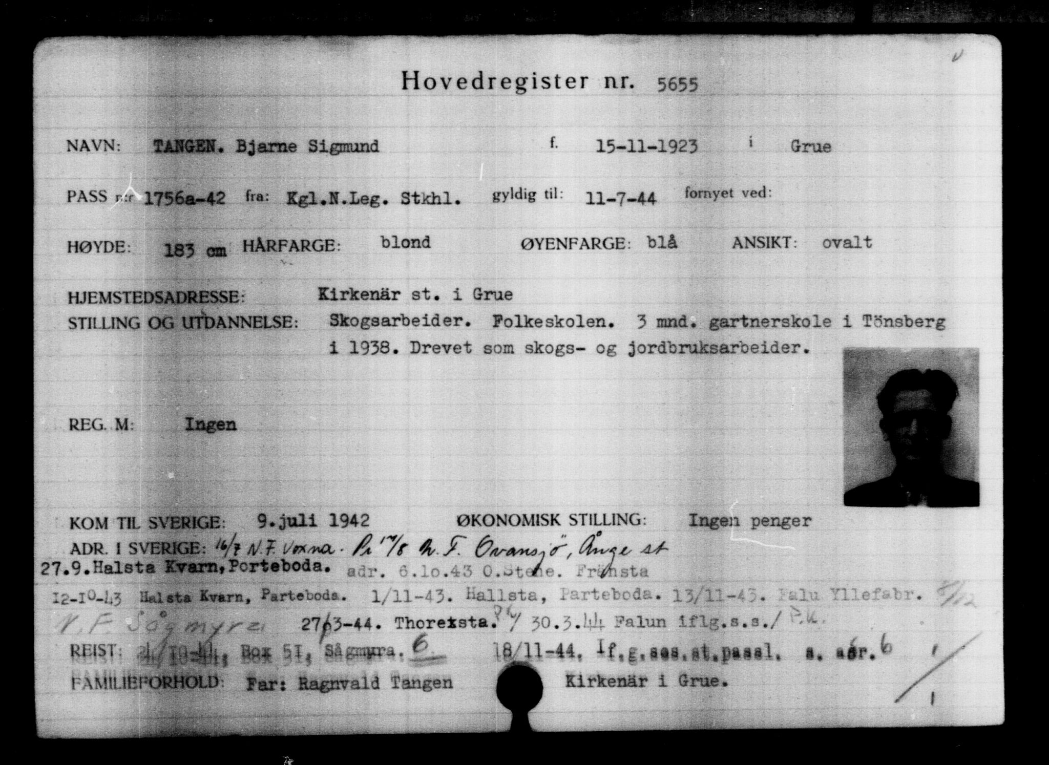 Utenriksstasjonene, Legasjonen i Stockholm, Flyktningkontoret, AV/RA-S-6753/V/Va/L0004: Kjesäterkartoteket, flyktninger med registreringsnr. 3496-6610, 1940-1945, p. 2500