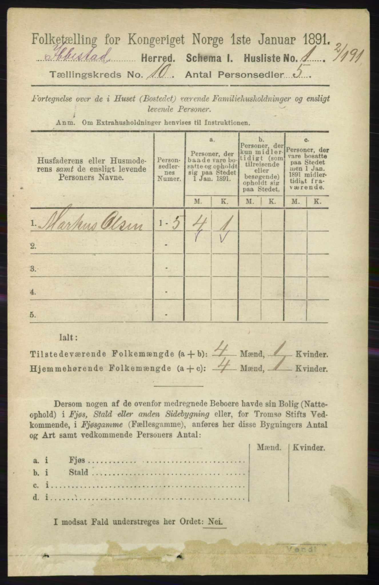 RA, 1891 census for 1917 Ibestad, 1891, p. 6775