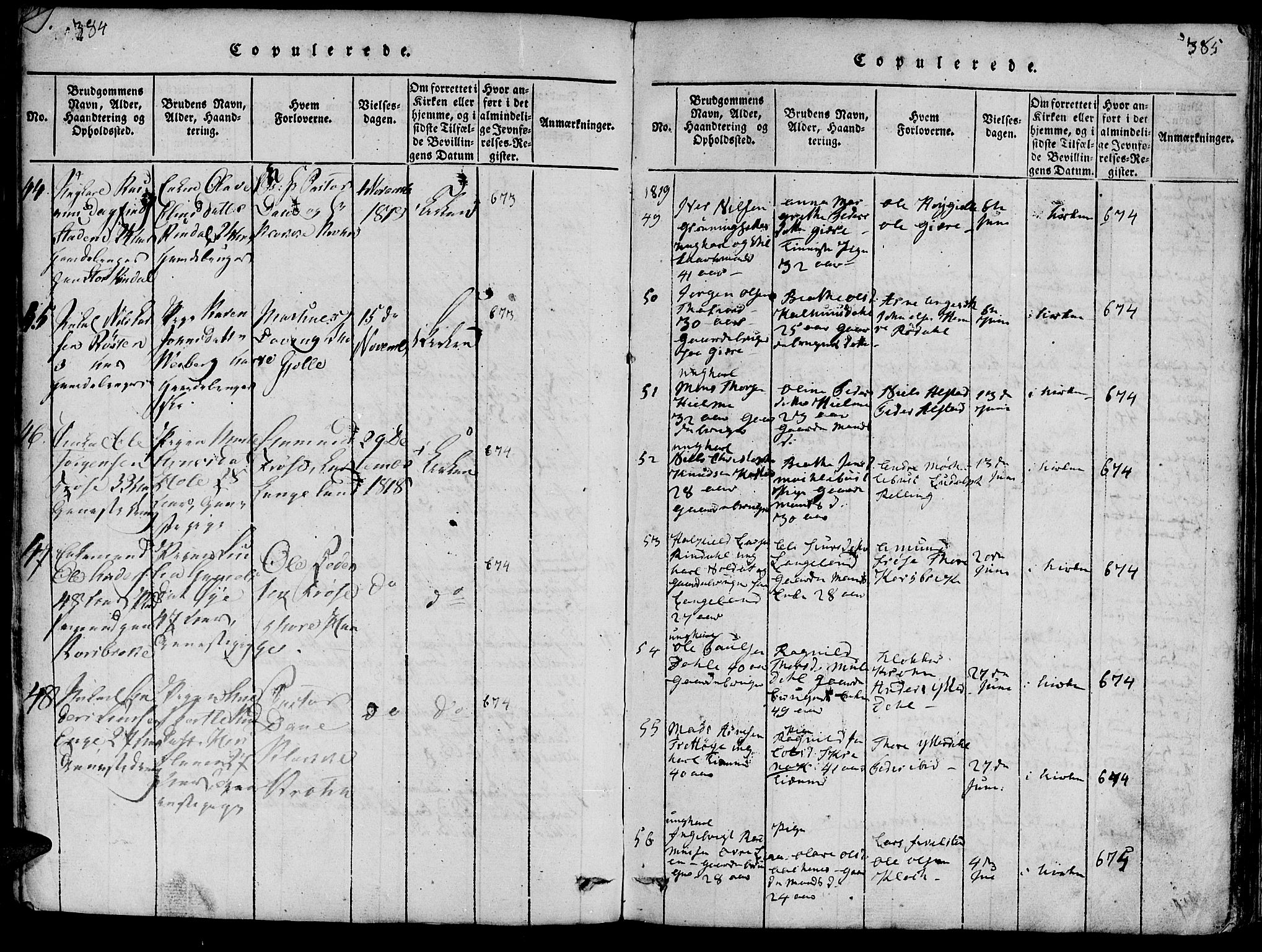Ministerialprotokoller, klokkerbøker og fødselsregistre - Møre og Romsdal, SAT/A-1454/519/L0260: Parish register (copy) no. 519C01, 1817-1829, p. 384-385
