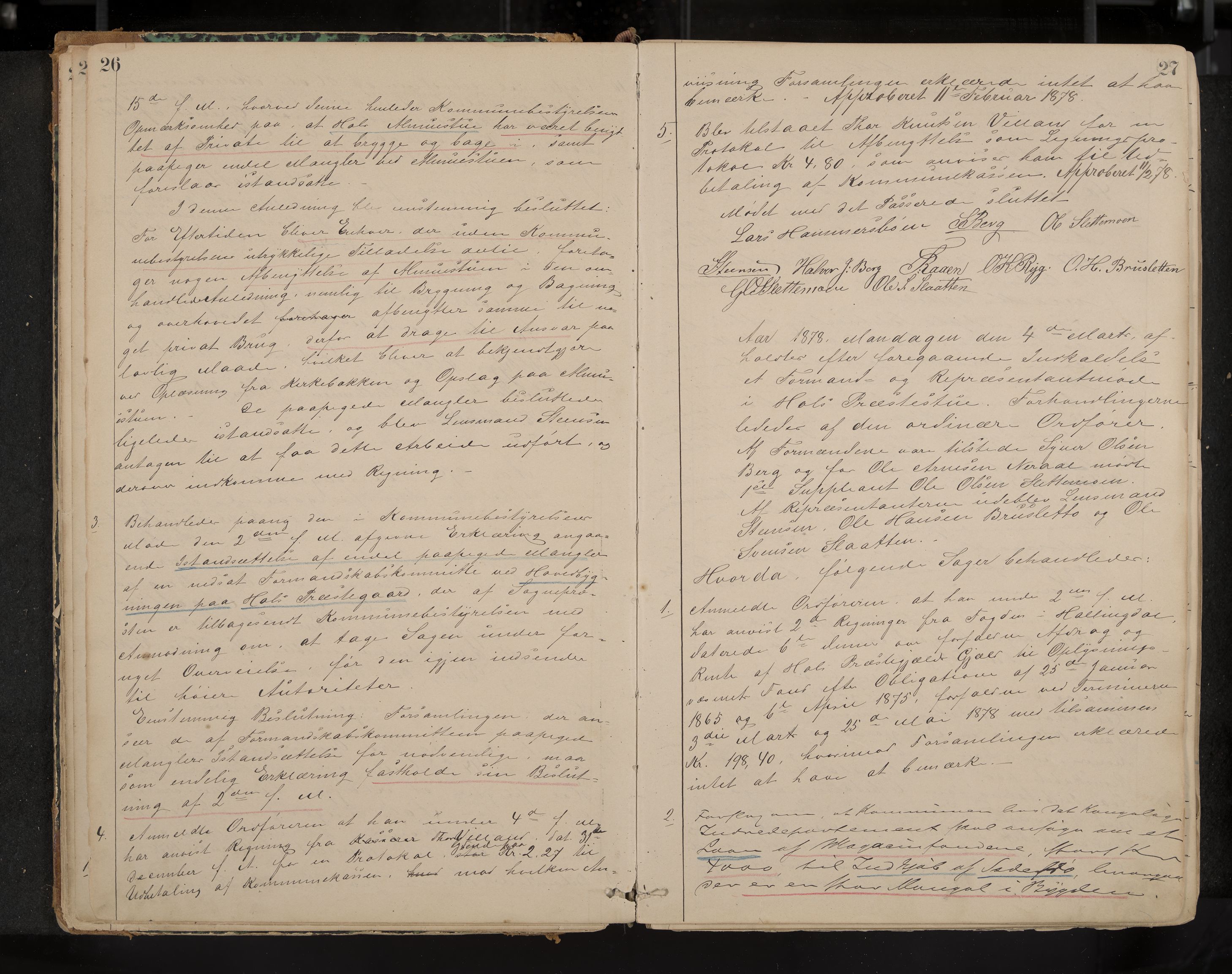 Hol formannskap og sentraladministrasjon, IKAK/0620021-1/A/L0001: Møtebok, 1877-1893, p. 26-27