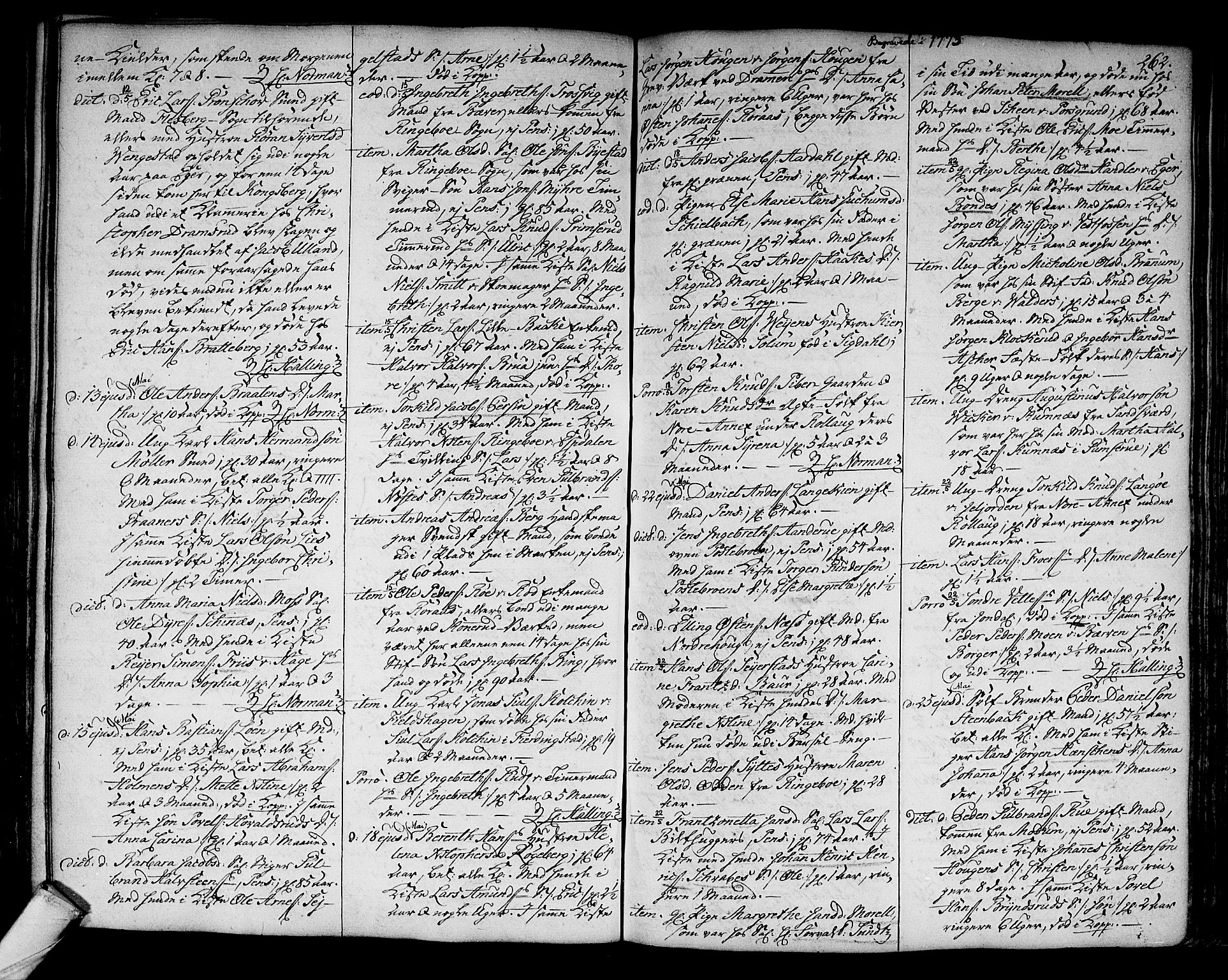 Kongsberg kirkebøker, AV/SAKO-A-22/F/Fa/L0005: Parish register (official) no. I 5, 1769-1782, p. 262