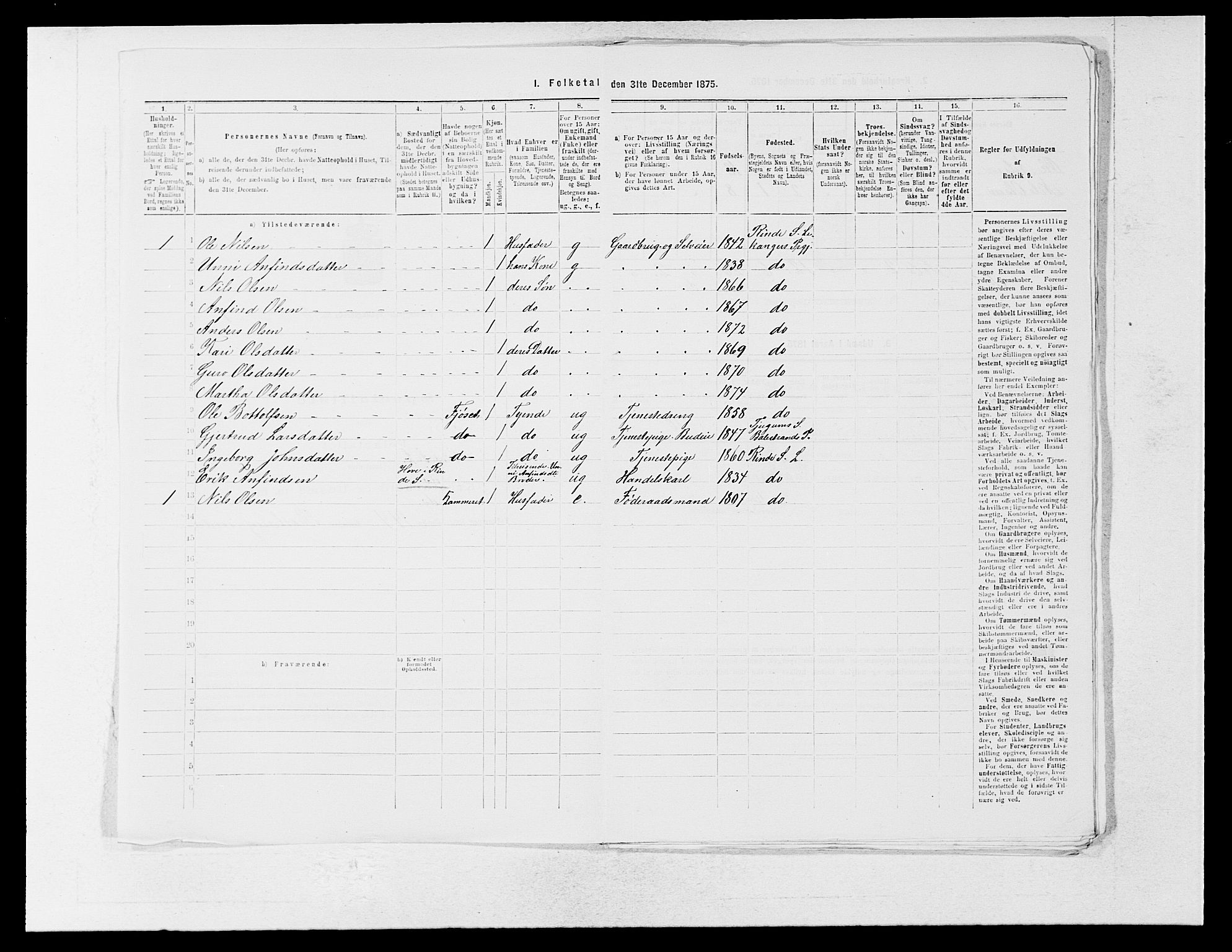 SAB, 1875 census for 1419P Leikanger, 1875, p. 629