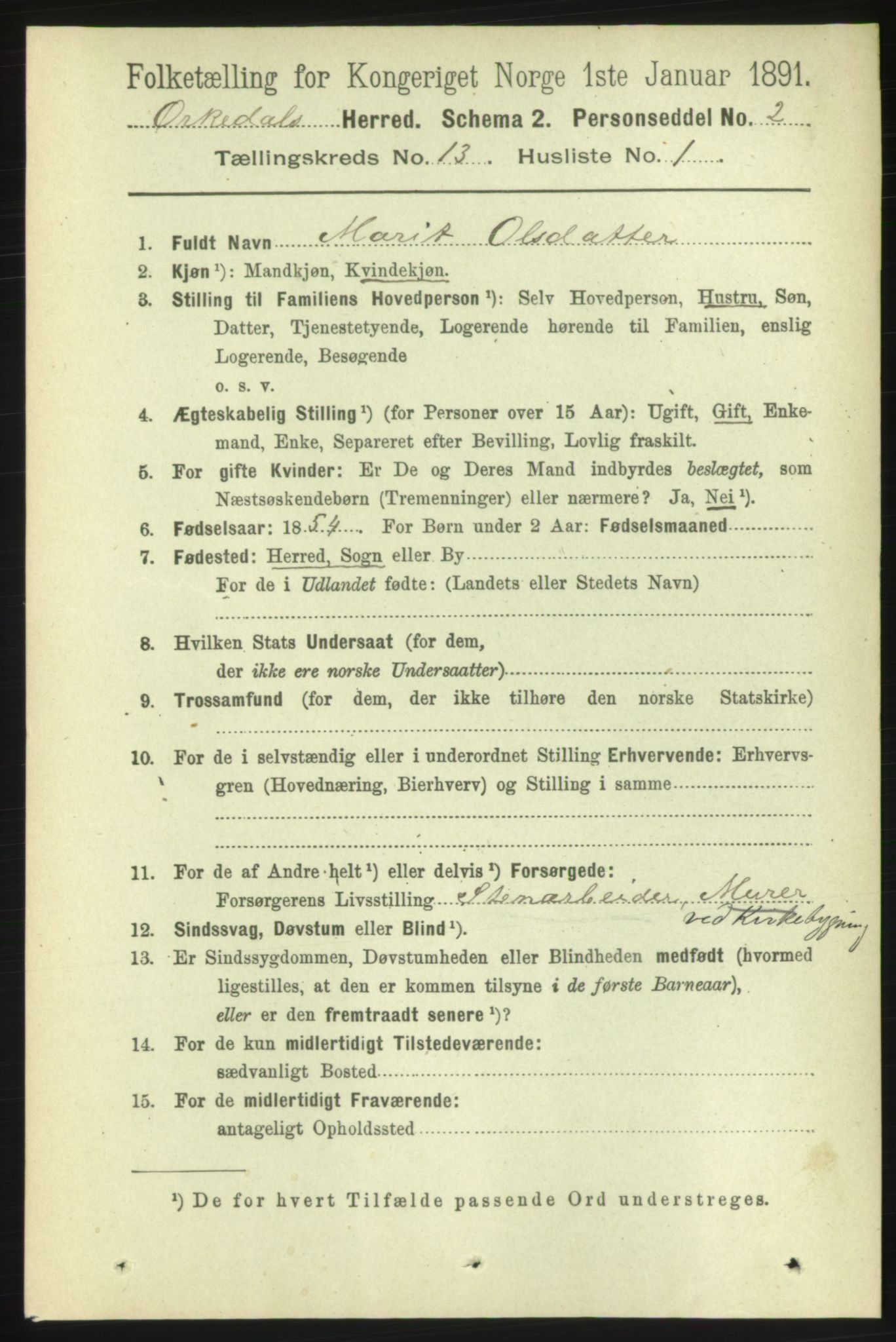 RA, 1891 census for 1638 Orkdal, 1891, p. 6016