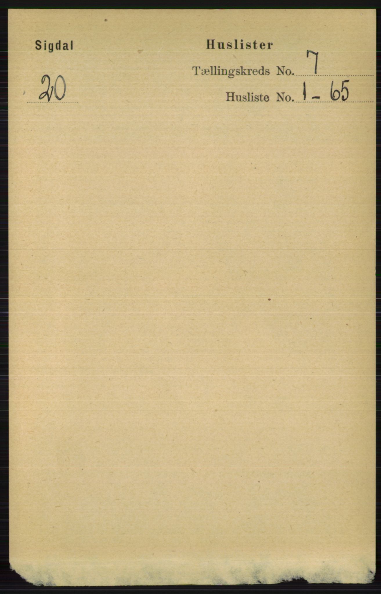 RA, 1891 census for 0621 Sigdal, 1891, p. 2649