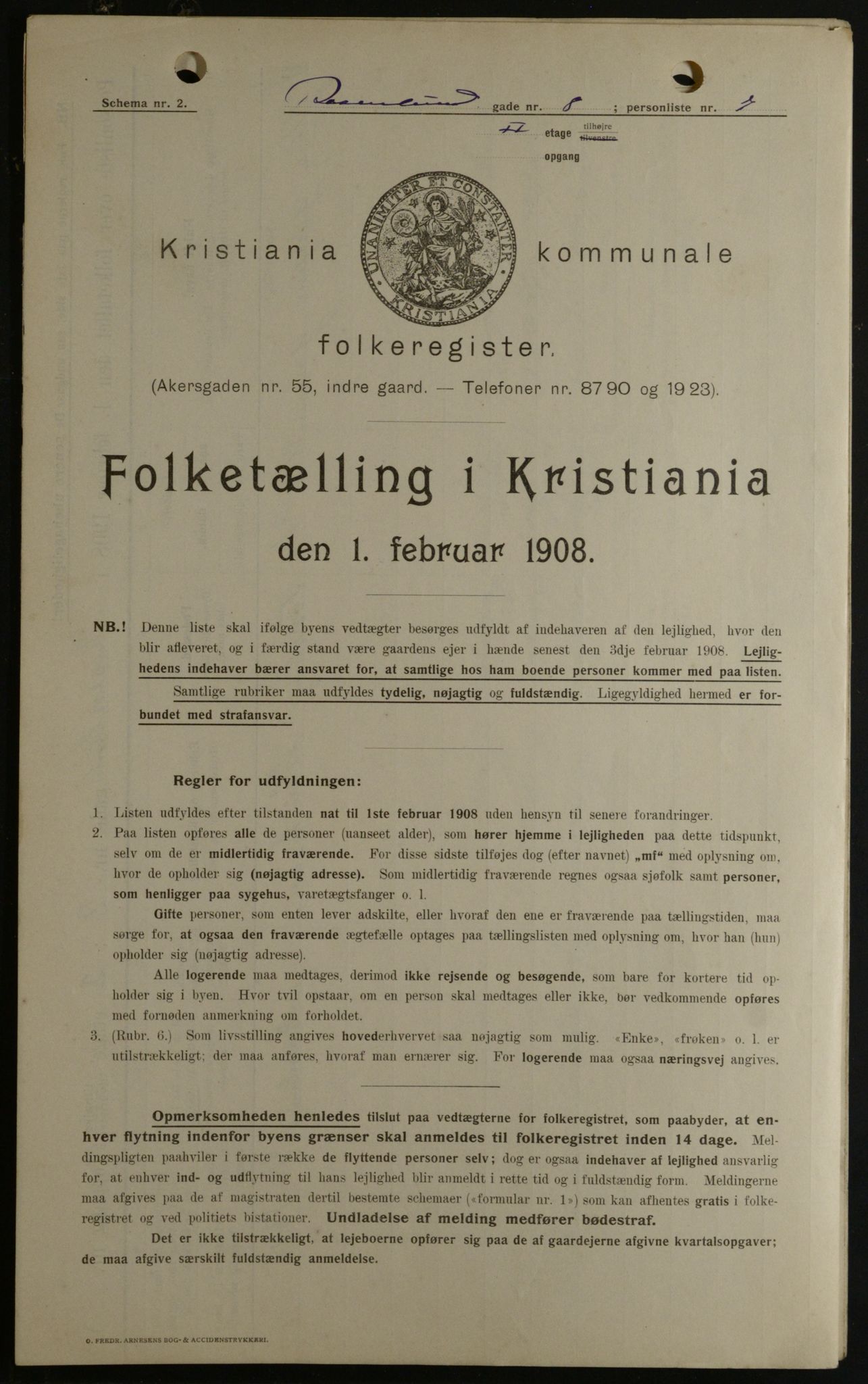 OBA, Municipal Census 1908 for Kristiania, 1908, p. 75652