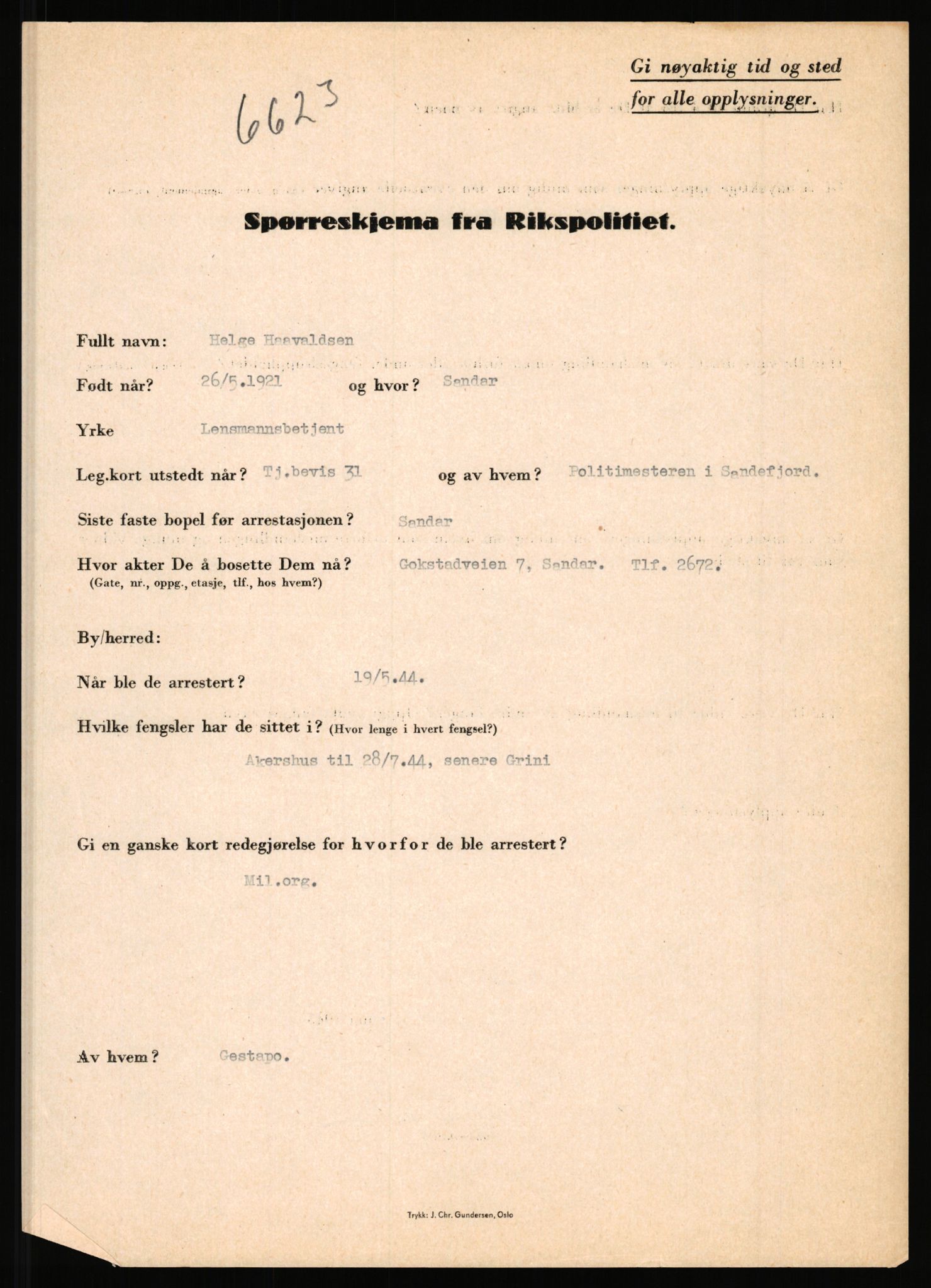 Rikspolitisjefen, AV/RA-S-1560/L/L0007: Heen, Erik C. - Iversen, Trygve, 1940-1945, p. 1053