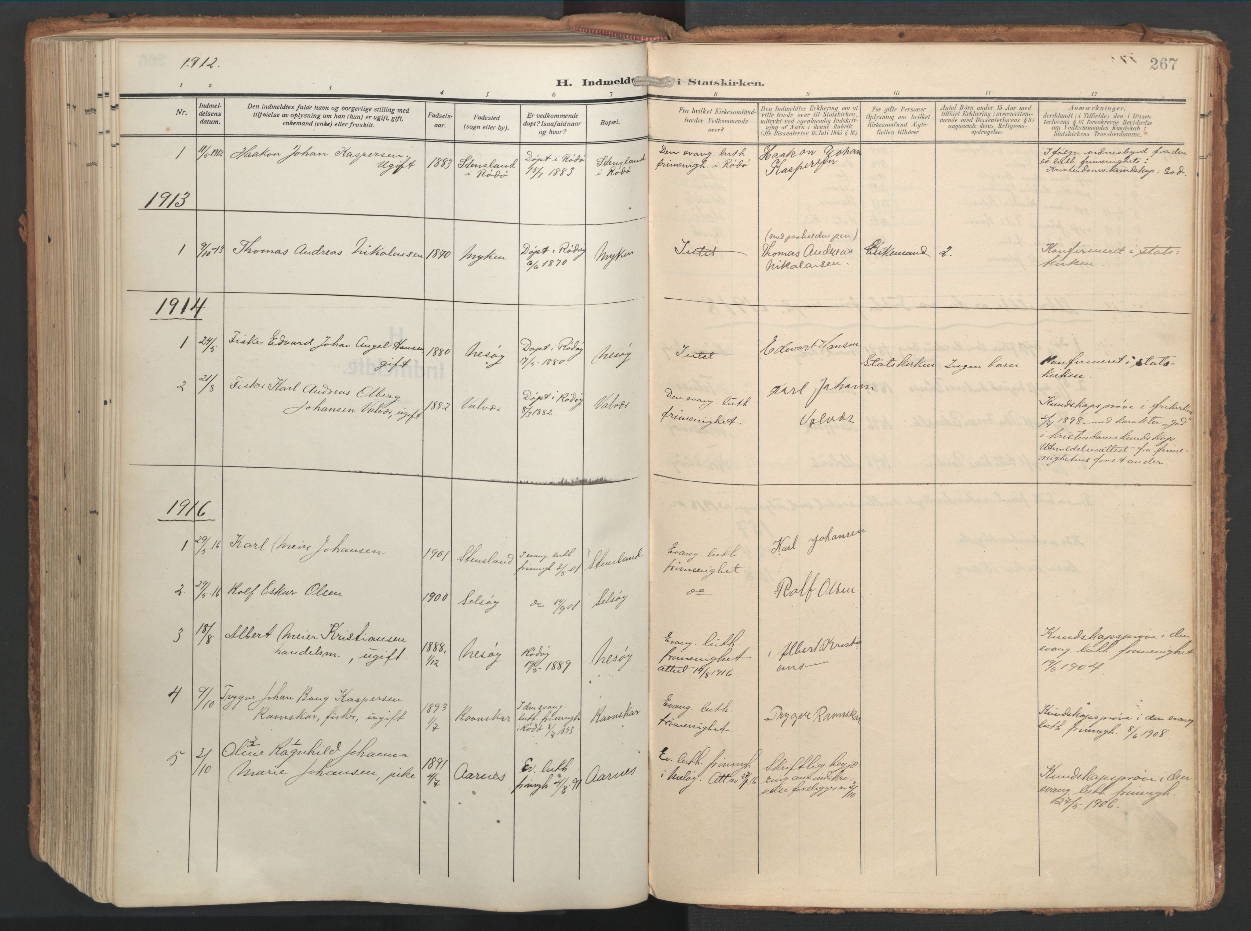 Ministerialprotokoller, klokkerbøker og fødselsregistre - Nordland, SAT/A-1459/841/L0614: Parish register (official) no. 841A17, 1911-1925, p. 267