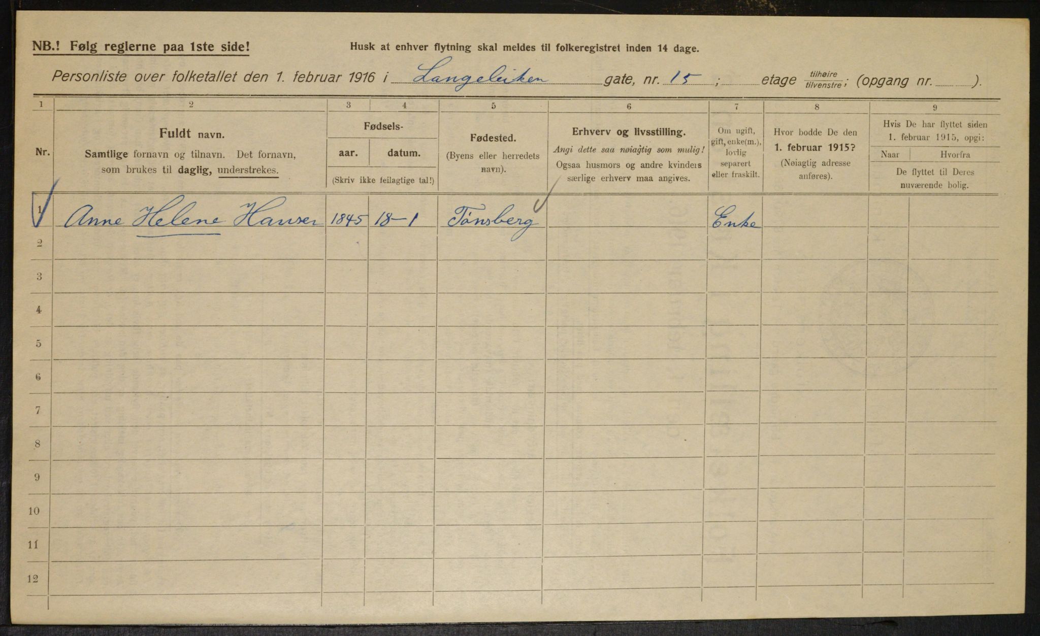 OBA, Municipal Census 1916 for Kristiania, 1916, p. 58373