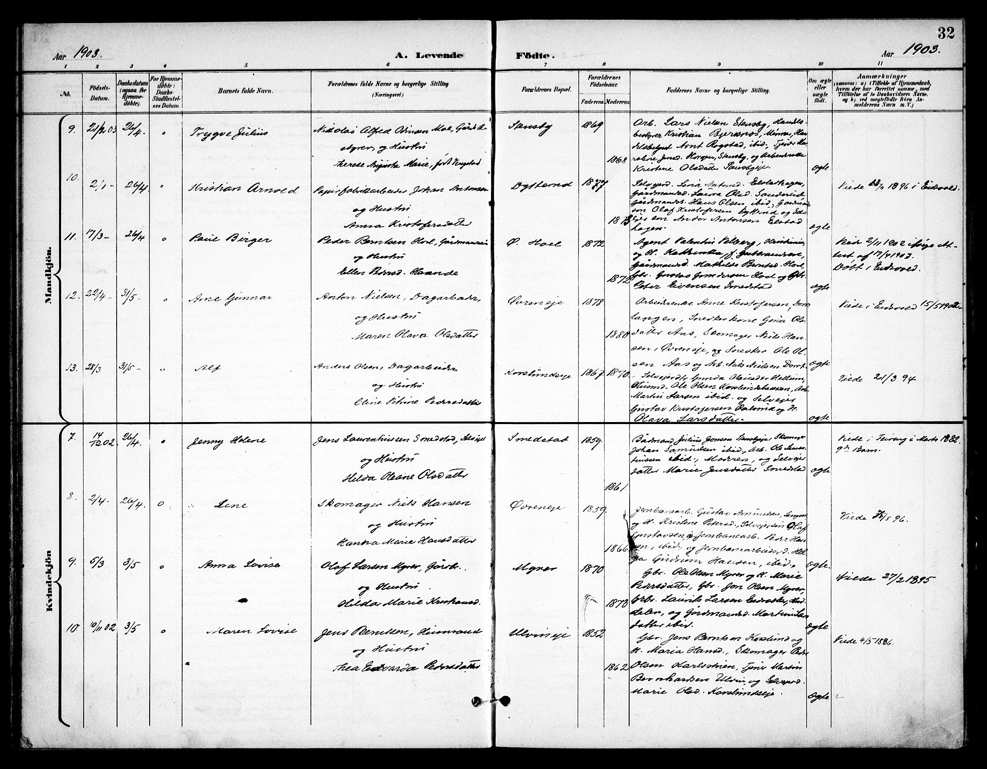 Eidsvoll prestekontor Kirkebøker, AV/SAO-A-10888/F/Fb/L0003: Parish register (official) no. II 3, 1898-1909, p. 32