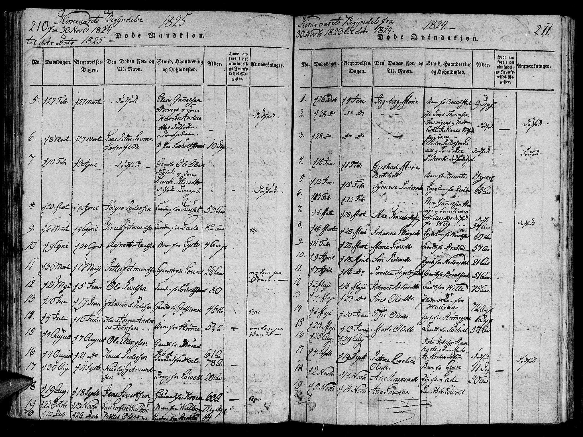Ministerialprotokoller, klokkerbøker og fødselsregistre - Møre og Romsdal, AV/SAT-A-1454/522/L0310: Parish register (official) no. 522A05, 1816-1832, p. 210-211