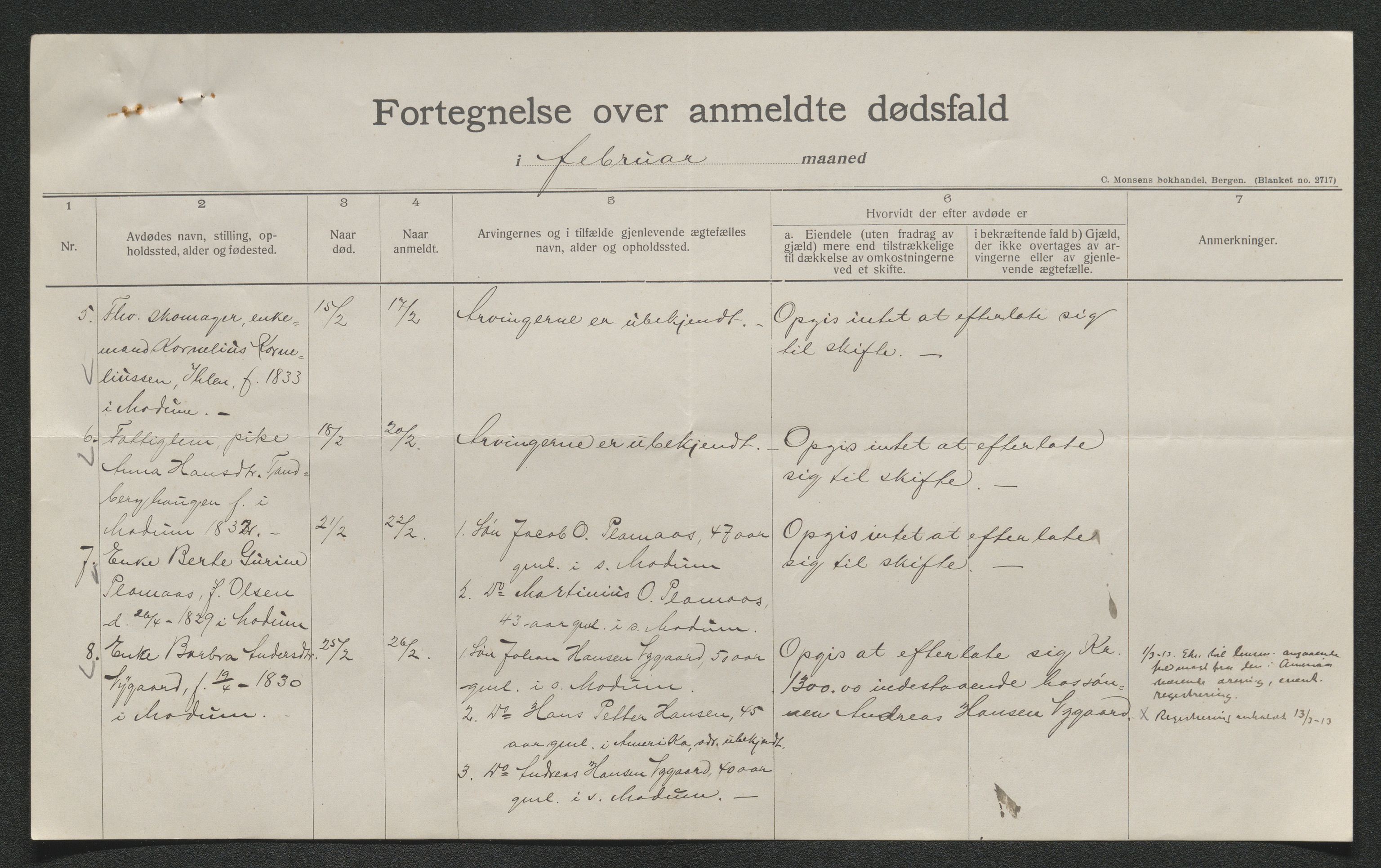 Eiker, Modum og Sigdal sorenskriveri, AV/SAKO-A-123/H/Ha/Hab/L0036: Dødsfallsmeldinger, 1913, p. 94