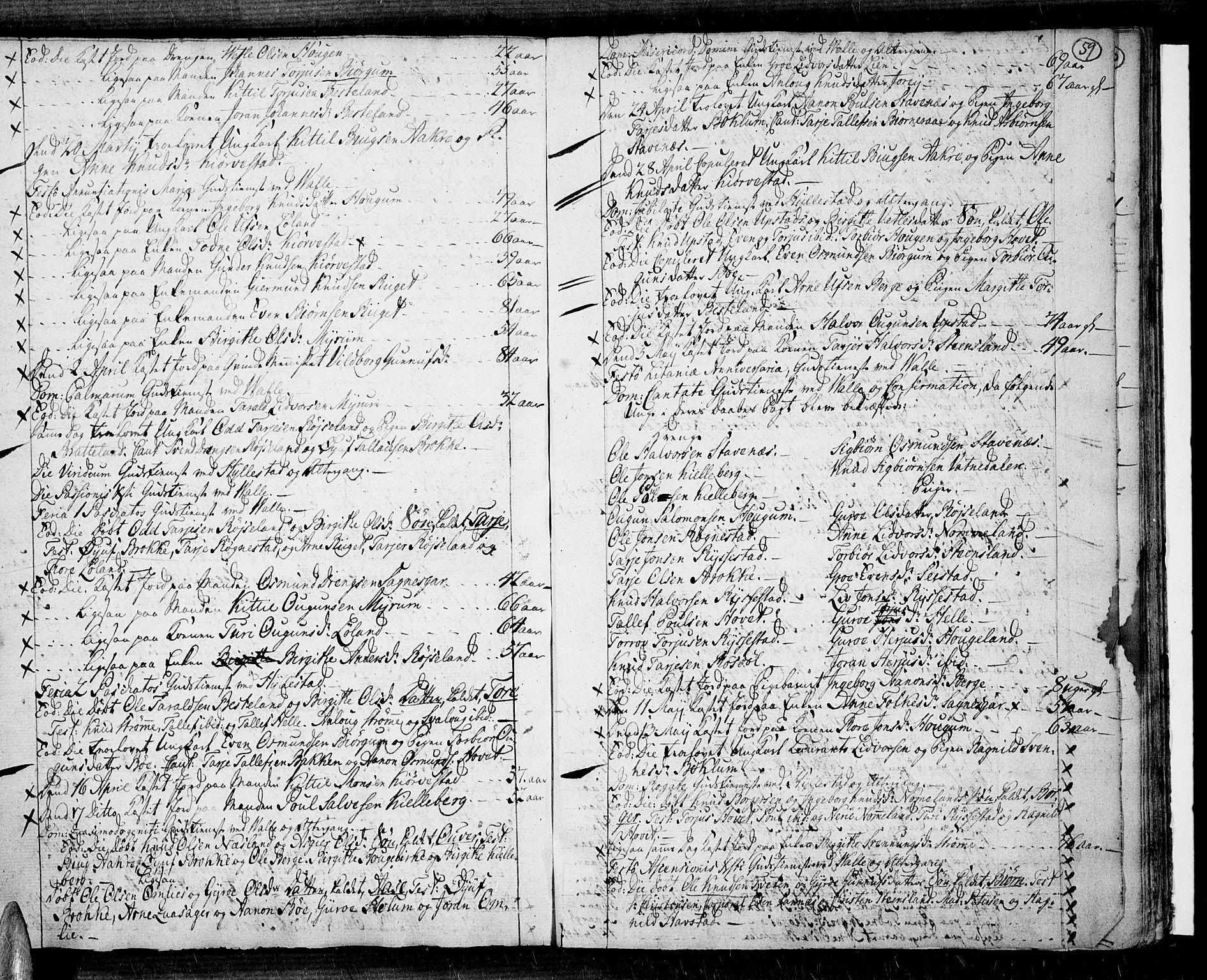 Valle sokneprestkontor, SAK/1111-0044/F/Fa/Fac/L0003: Parish register (official) no. A 3, 1776-1790, p. 59