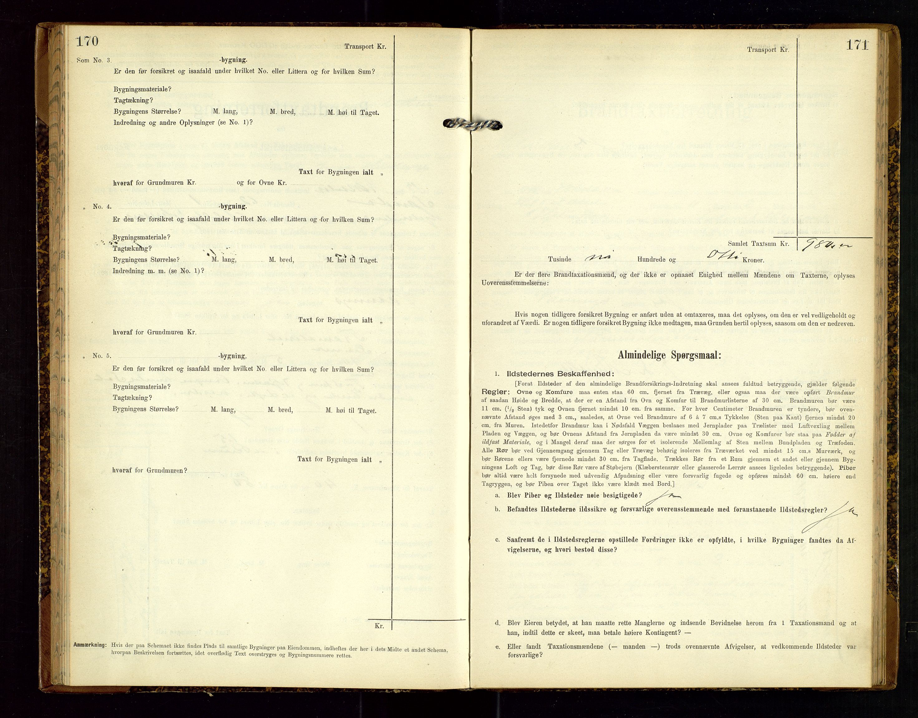 Hjelmeland lensmannskontor, AV/SAST-A-100439/Gob/L0002: "Brandtaxationsprotokol", 1904-1920, p. 170-171