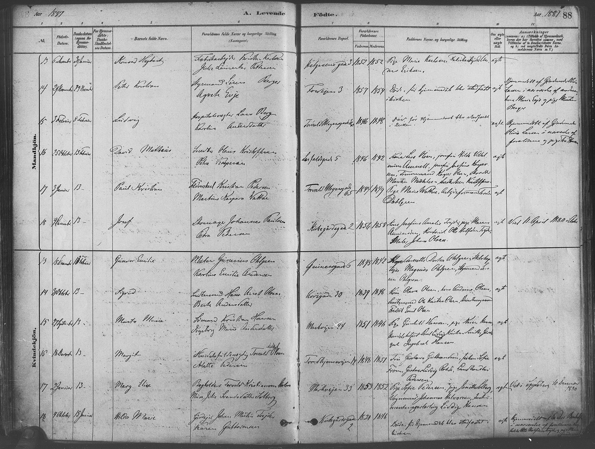 Paulus prestekontor Kirkebøker, AV/SAO-A-10871/F/Fa/L0003: Parish register (official) no. 3, 1879-1887, p. 88