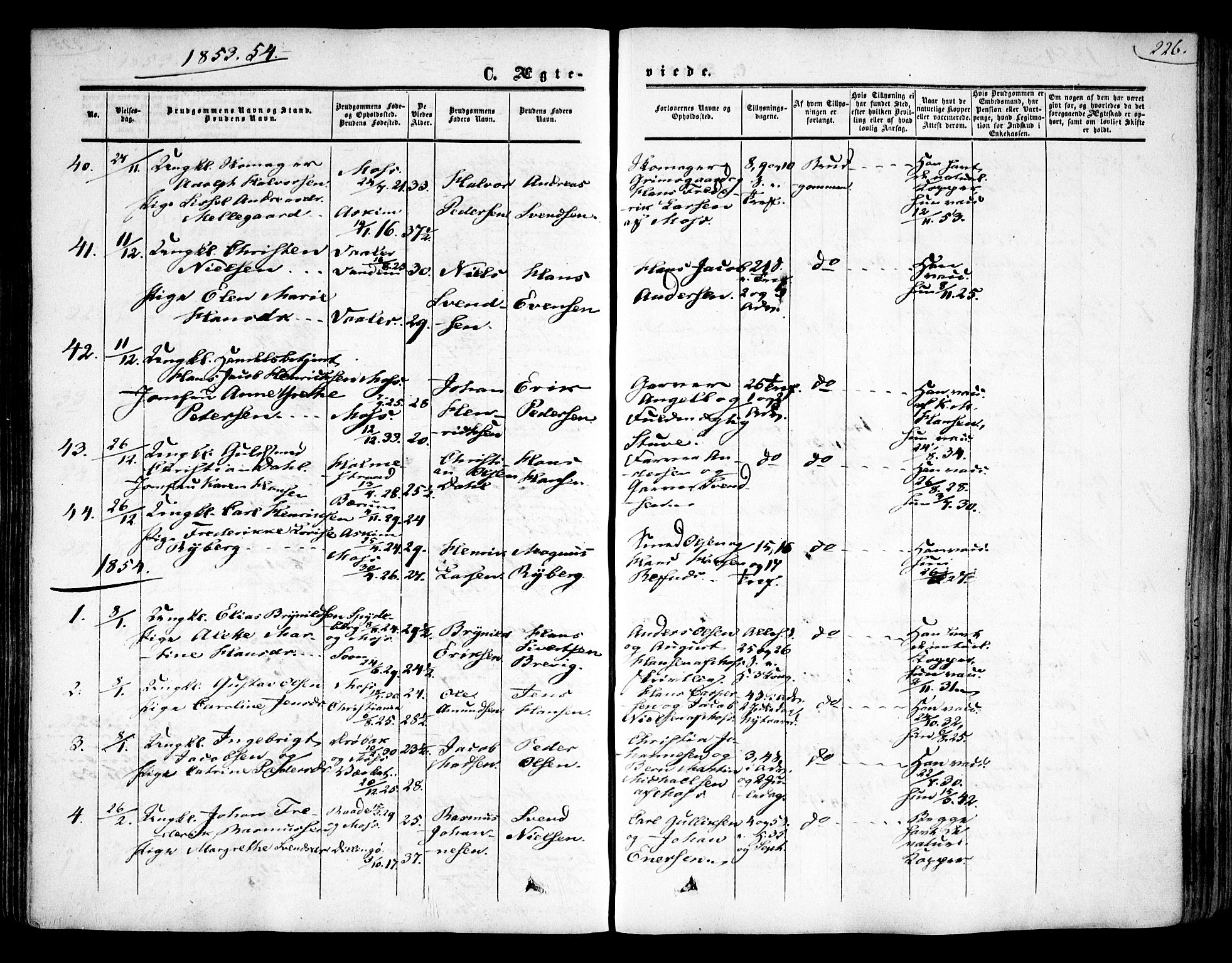 Moss prestekontor Kirkebøker, SAO/A-2003/F/Fa/L0008: Parish register (official) no. I 8, 1852-1869, p. 226