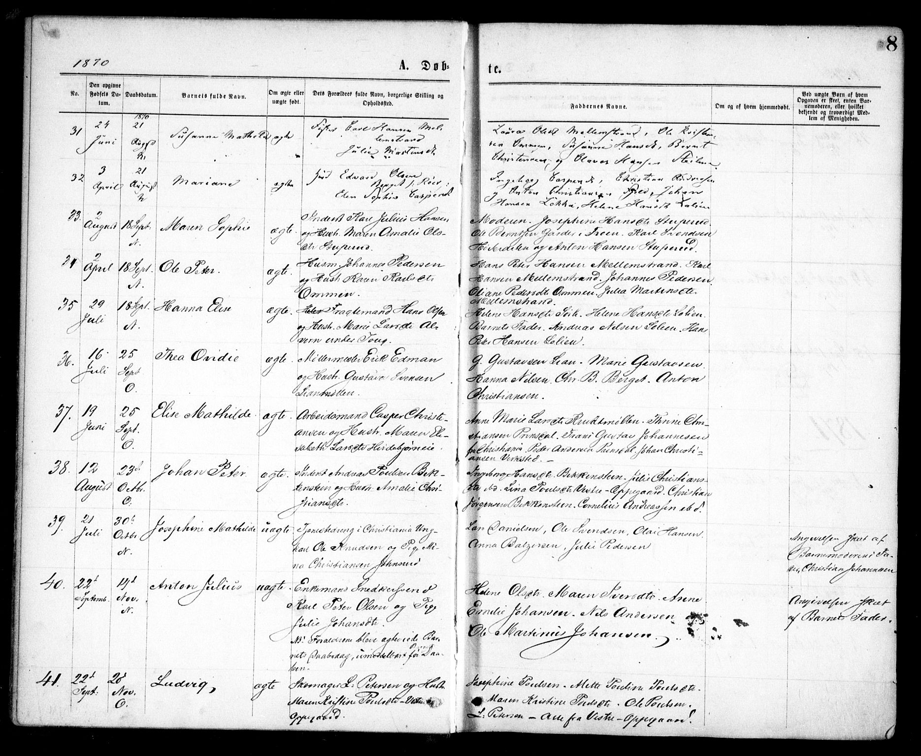 Nesodden prestekontor Kirkebøker, AV/SAO-A-10013/F/Fa/L0008: Parish register (official) no. I 8, 1869-1879, p. 8