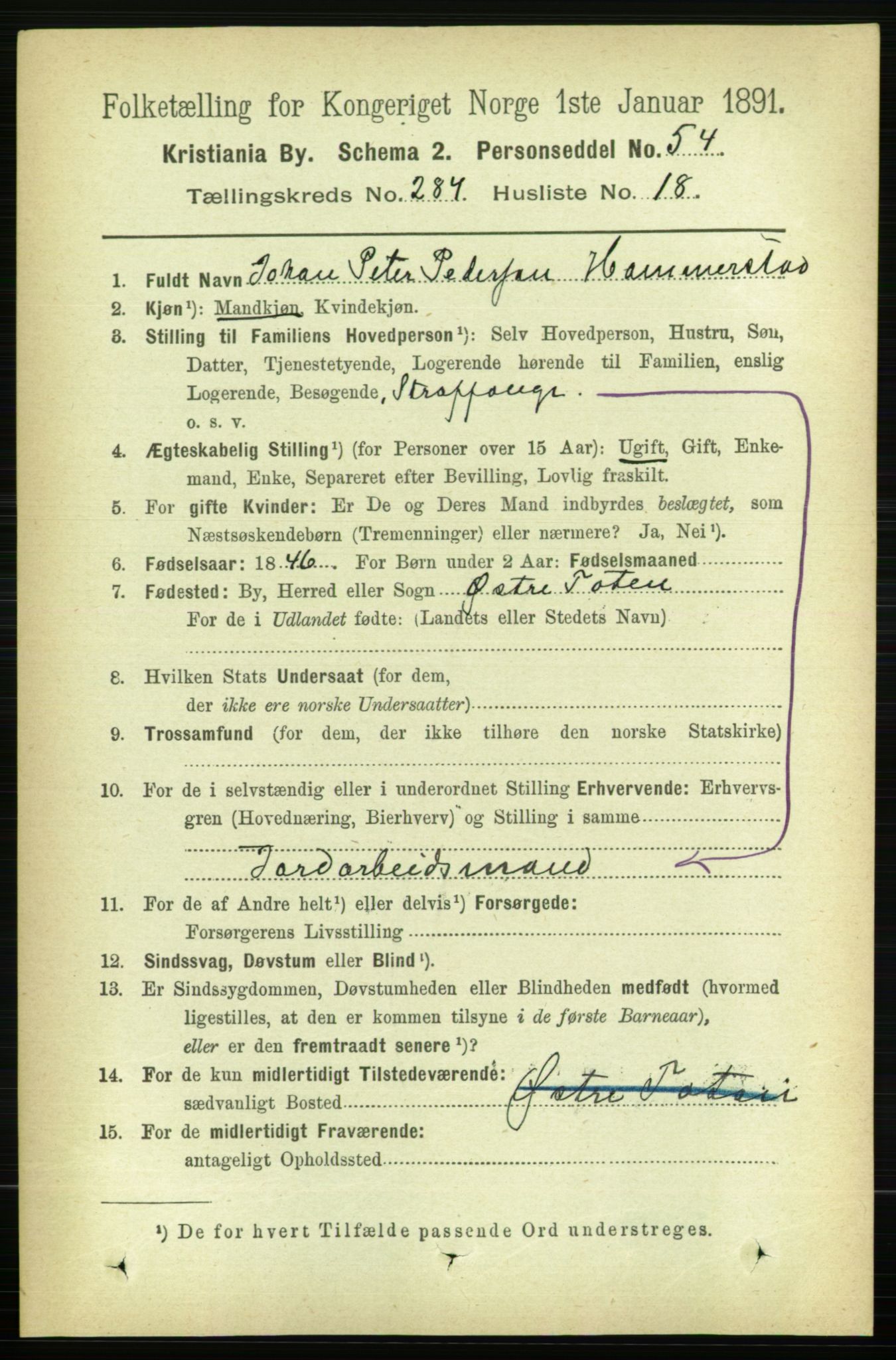 RA, 1891 census for 0301 Kristiania, 1891, p. 173882