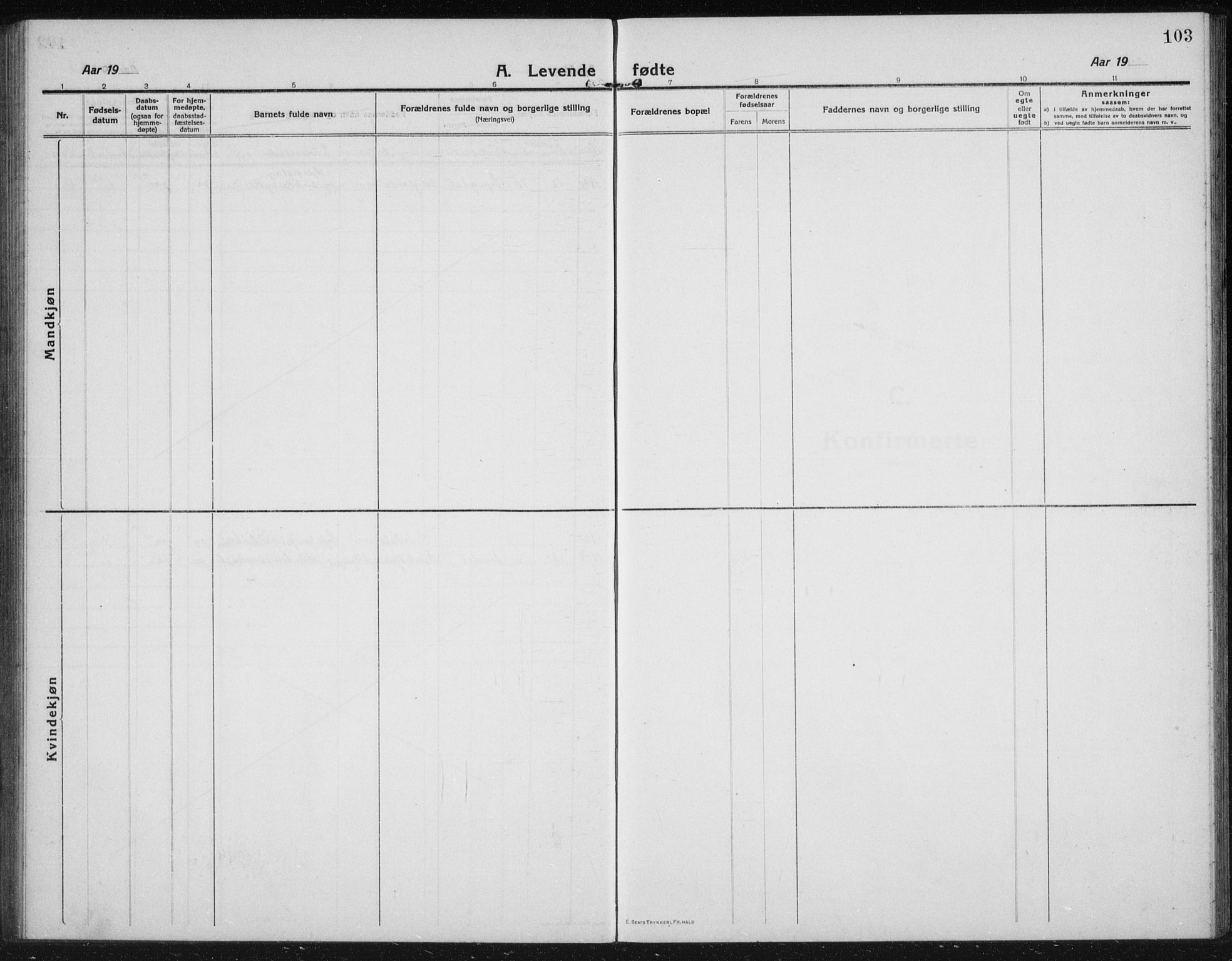 Lyngdal sokneprestkontor, AV/SAK-1111-0029/F/Fb/Fbc/L0006: Parish register (copy) no. B 6, 1914-1934, p. 103