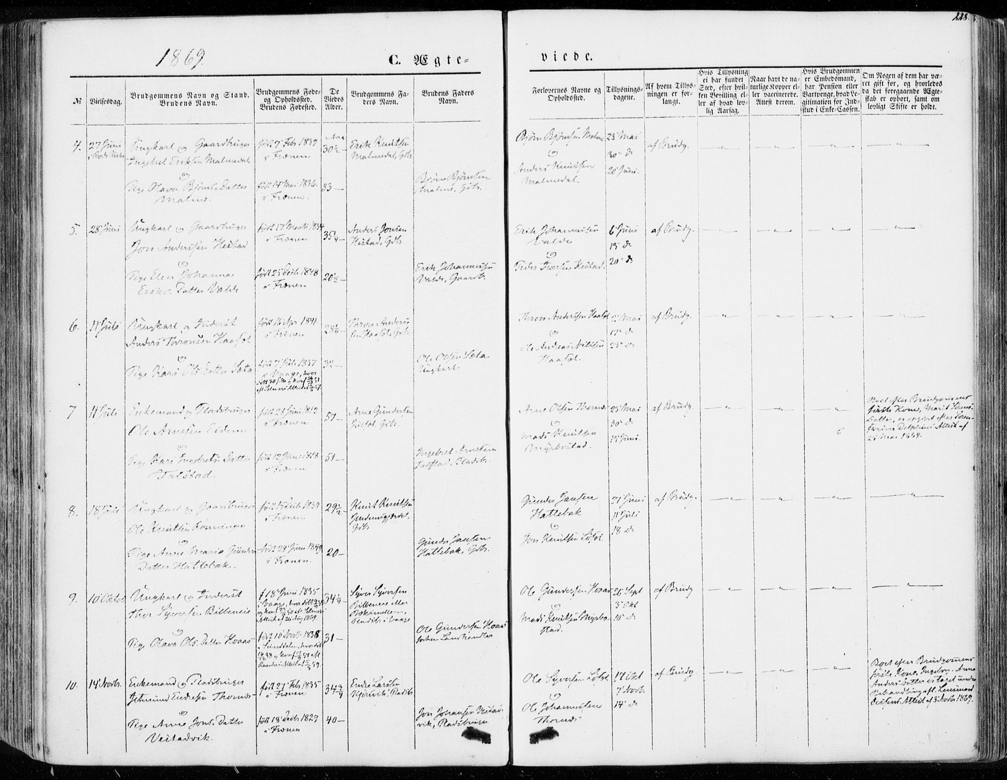 Ministerialprotokoller, klokkerbøker og fødselsregistre - Møre og Romsdal, SAT/A-1454/565/L0748: Parish register (official) no. 565A02, 1845-1872, p. 228