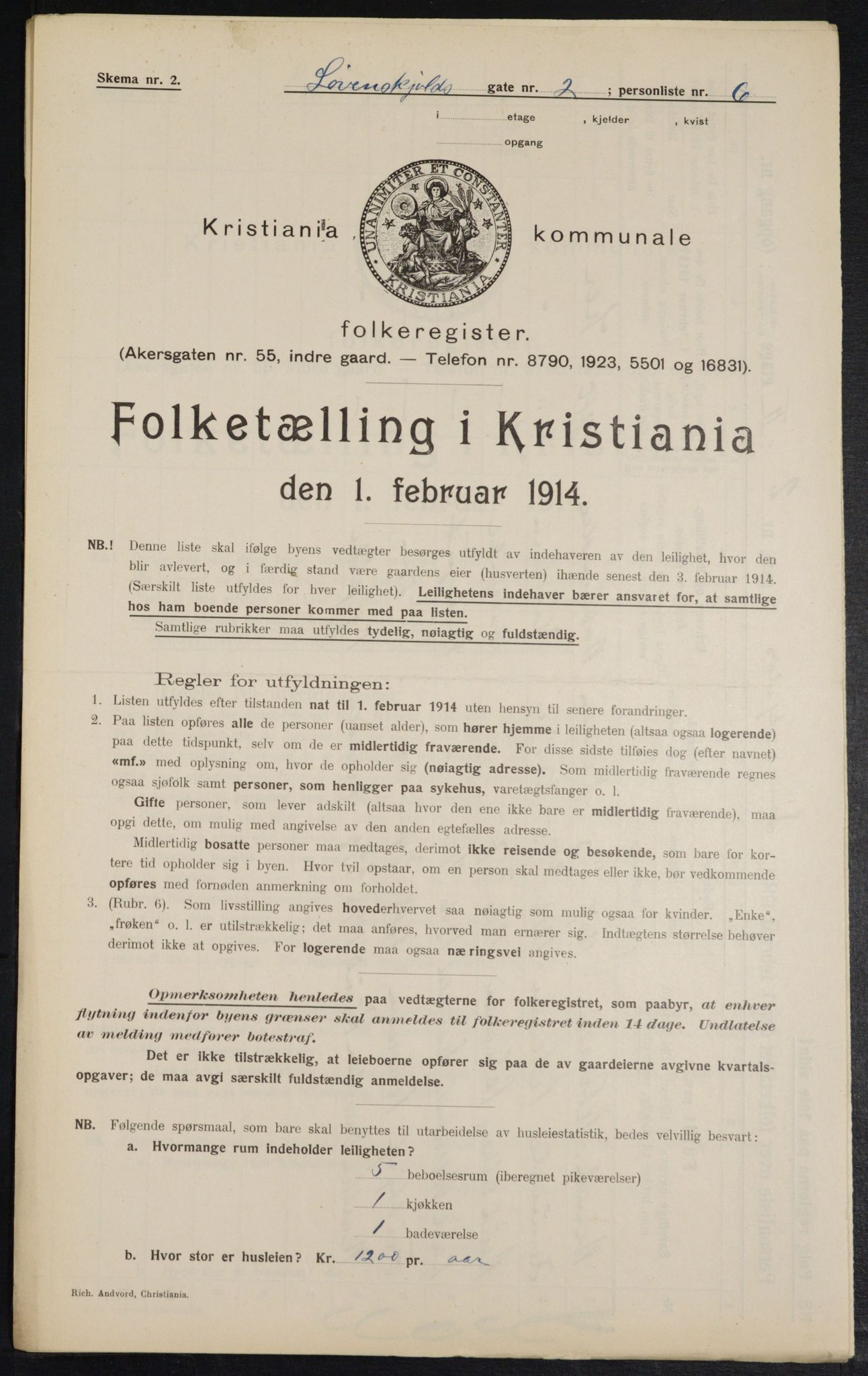 OBA, Municipal Census 1914 for Kristiania, 1914, p. 58719