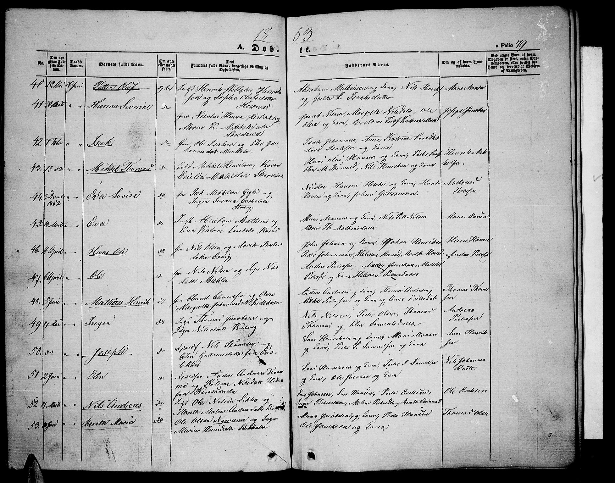 Lyngen sokneprestembete, SATØ/S-1289/H/He/Heb/L0002klokker: Parish register (copy) no. 2, 1839-1860, p. 79