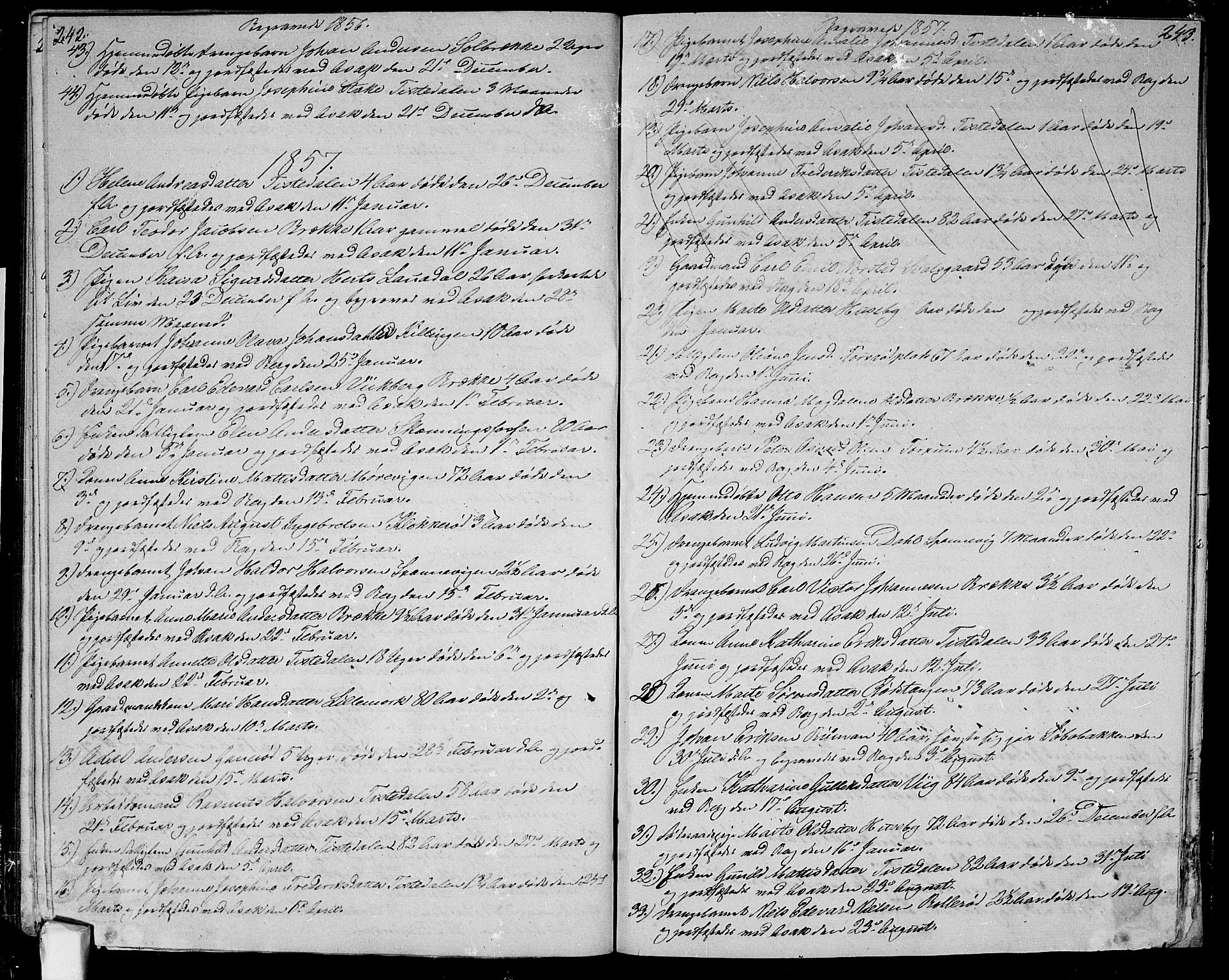 Berg prestekontor Kirkebøker, SAO/A-10902/G/Ga/L0003: Parish register (copy) no.  I 3, 1850-1866, p. 242-243
