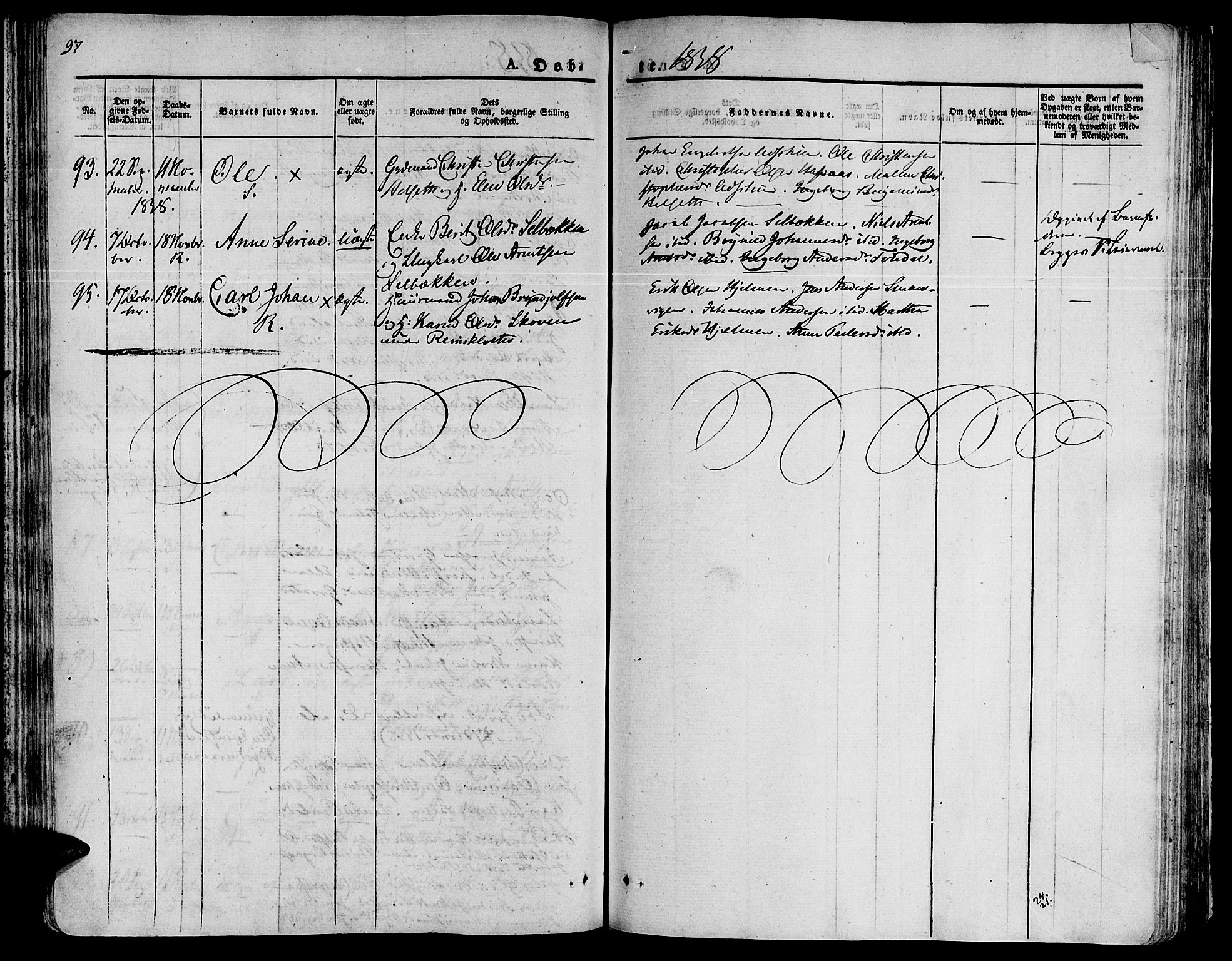 Ministerialprotokoller, klokkerbøker og fødselsregistre - Sør-Trøndelag, SAT/A-1456/646/L0609: Parish register (official) no. 646A07, 1826-1838, p. 97