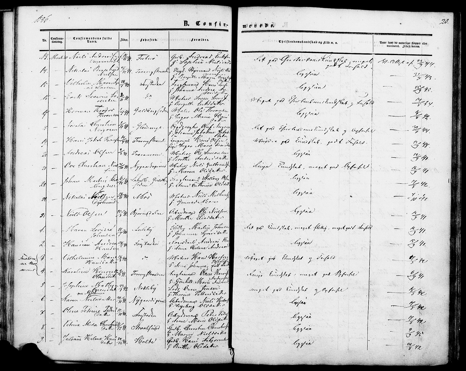 Glemmen prestekontor Kirkebøker, SAO/A-10908/F/Fa/L0006: Parish register (official) no. 6, 1849-1865, p. 20