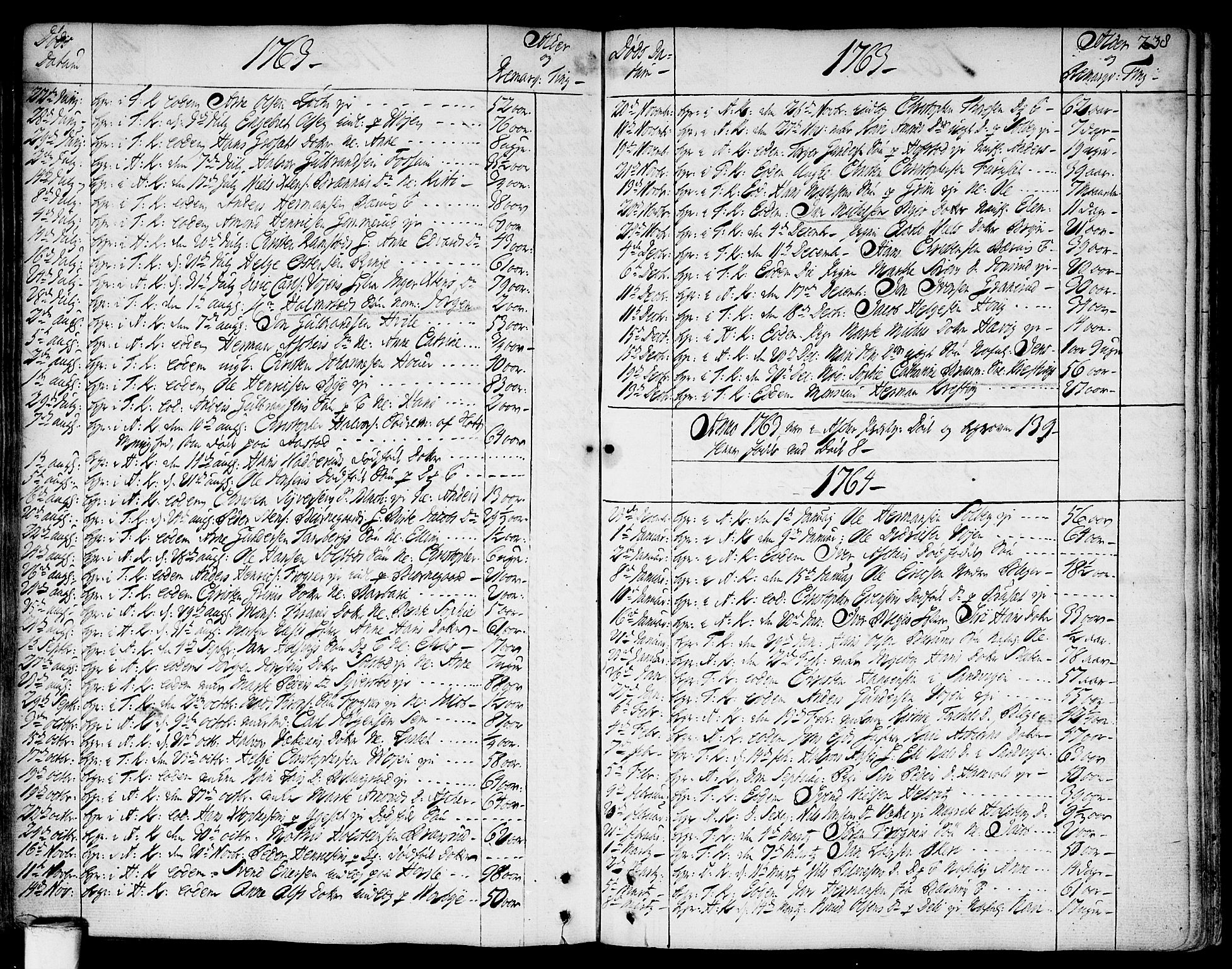 Asker prestekontor Kirkebøker, SAO/A-10256a/F/Fa/L0002: Parish register (official) no. I 2, 1733-1766, p. 238