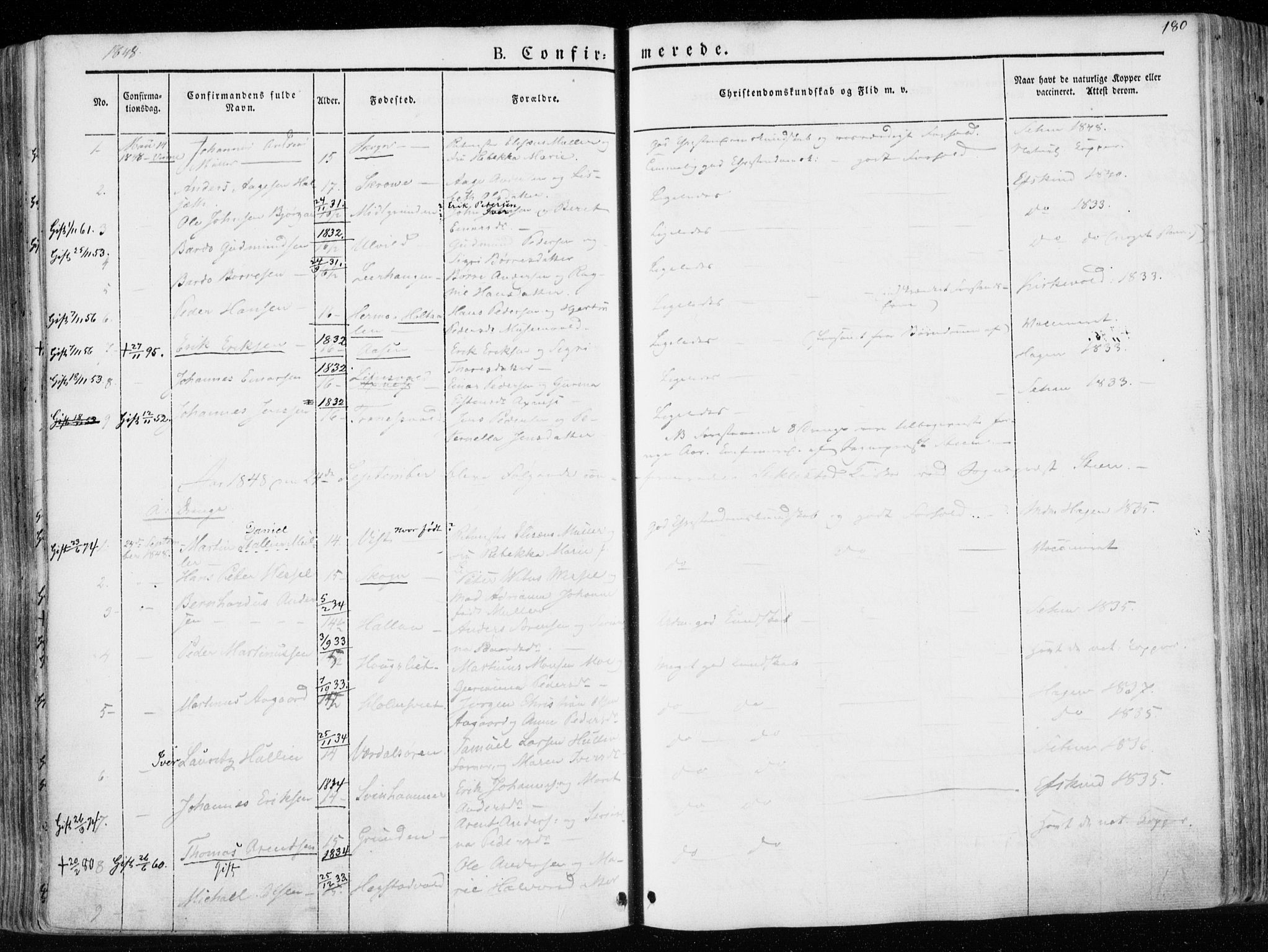 Ministerialprotokoller, klokkerbøker og fødselsregistre - Nord-Trøndelag, SAT/A-1458/723/L0239: Parish register (official) no. 723A08, 1841-1851, p. 180