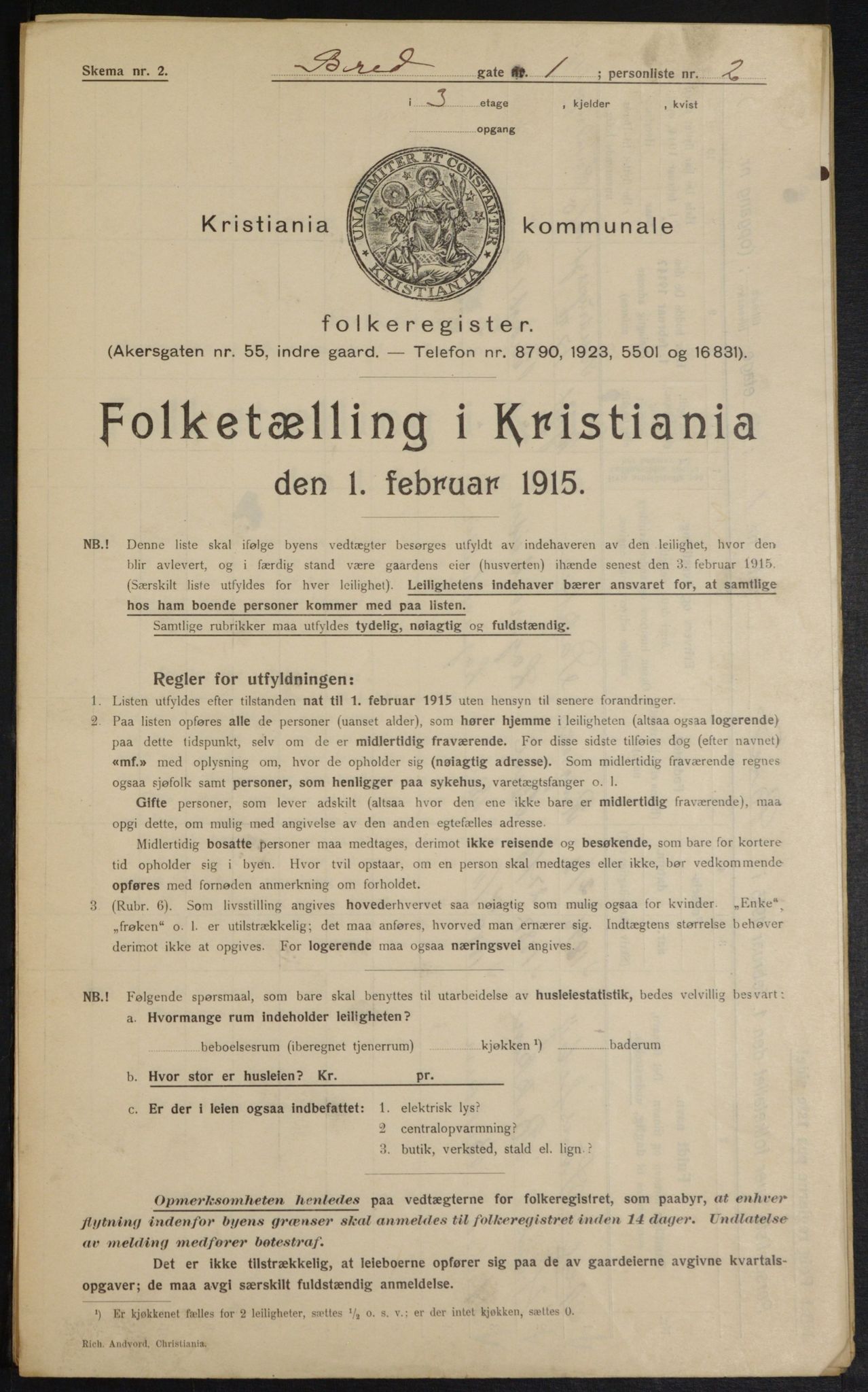 OBA, Municipal Census 1915 for Kristiania, 1915, p. 8043