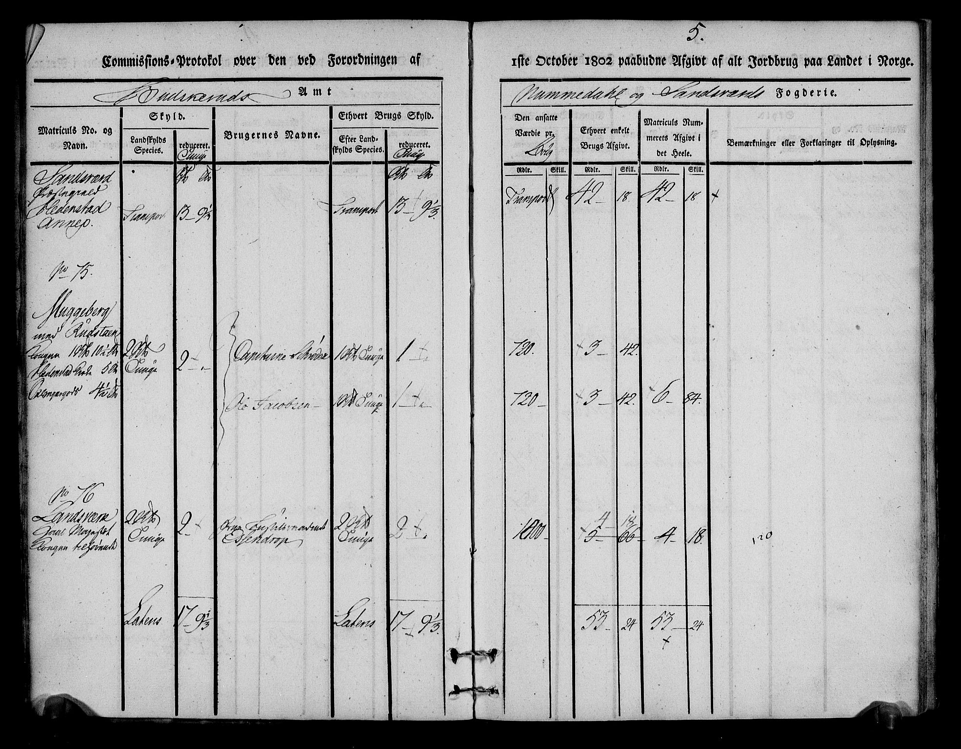 Rentekammeret inntil 1814, Realistisk ordnet avdeling, RA/EA-4070/N/Ne/Nea/L0053: Numedal og Sandsvær fogderi. Kommisjonsprotokoll over matrikulerte jordbruk i Hedenstad anneks, 1803, p. 6