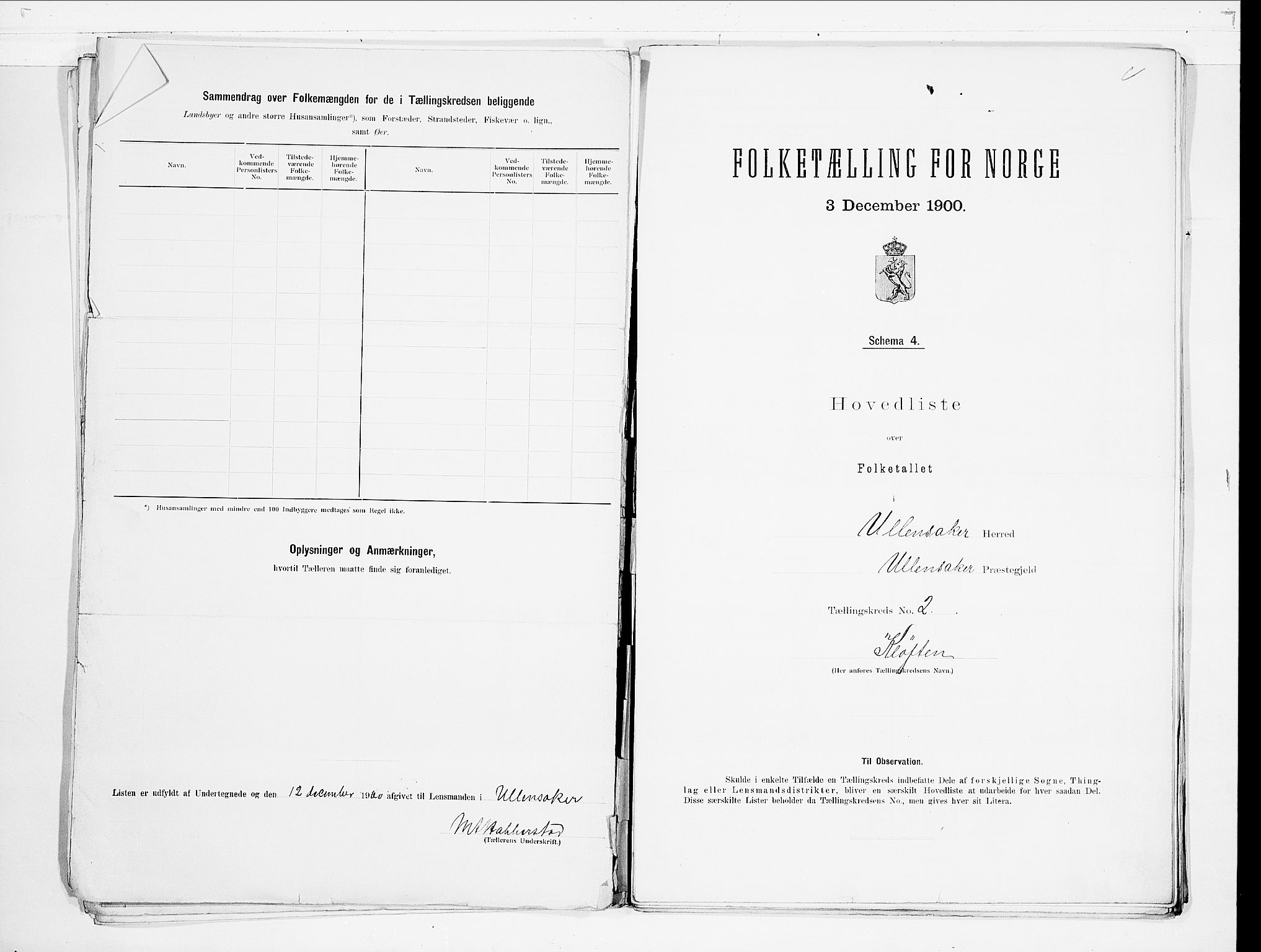 SAO, 1900 census for Ullensaker, 1900, p. 6