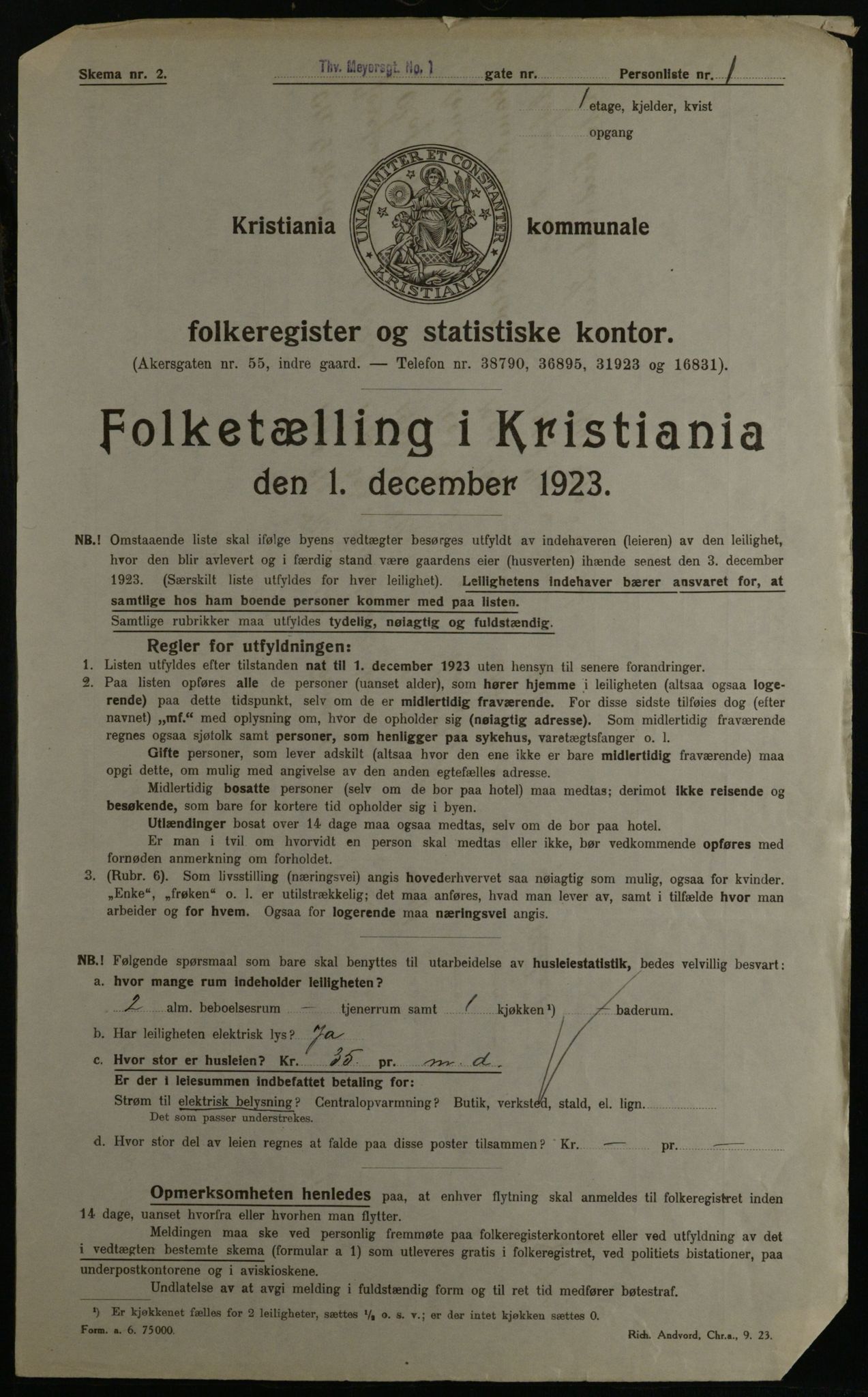 OBA, Municipal Census 1923 for Kristiania, 1923, p. 121235